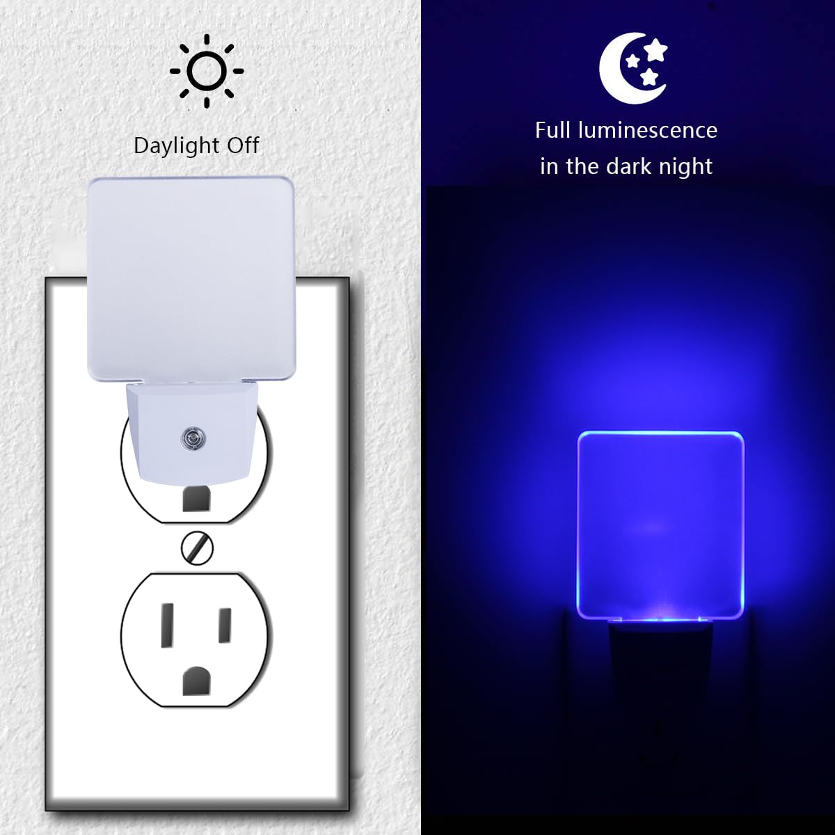 Blue Night Light Plug In, Dusk To Dawn Sensor Automatic On And Off, Decorative Wall Blue Led Night Lights For Adults Kids Room,