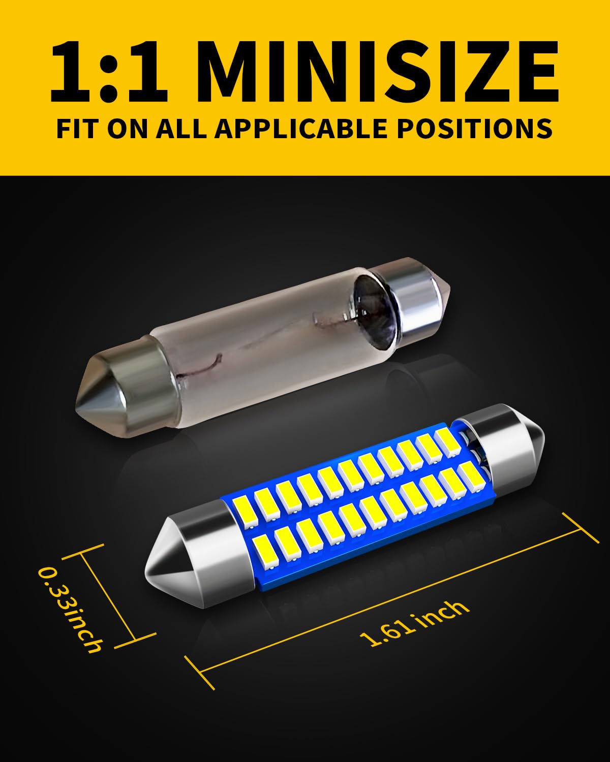 Antline 41MM LED Bulb - Super Bright White Canbus Error Free, 12V Replacement for Dome, Map, Vanity Mirror Lights (Pack of 10)