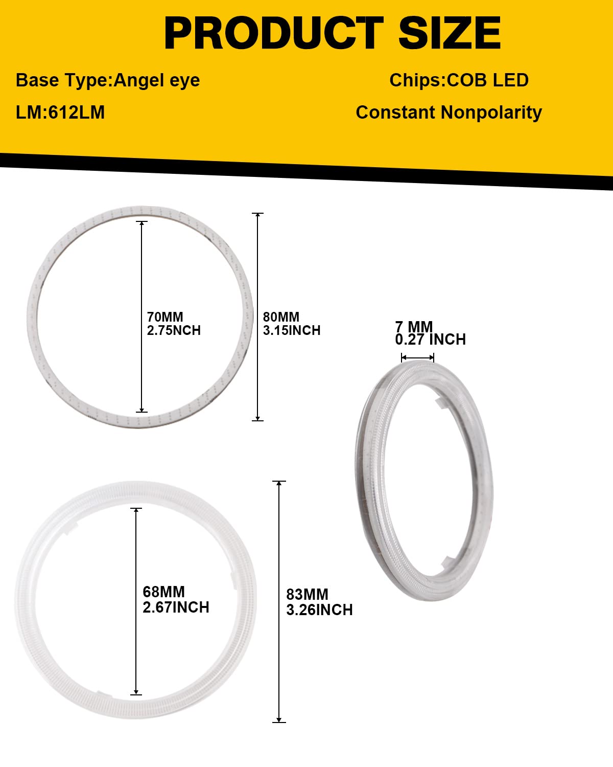 Qasim 1-Pair Blue 80Mm 63Smd Cob Led Halo Ring Angel Eyes Led Headlight Fog Lamp With Lampshade Cover 12V 24V