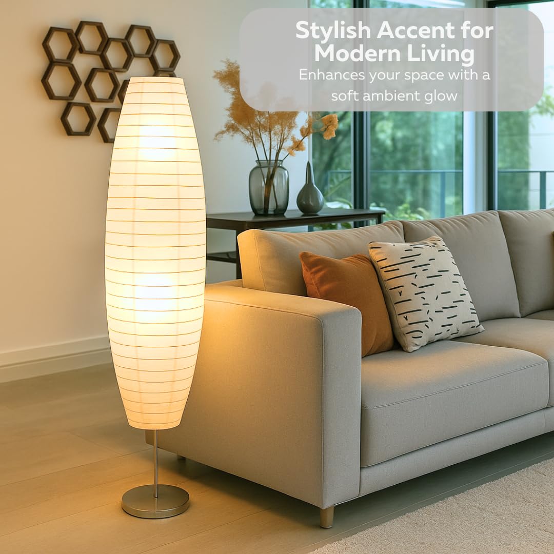 LIGHTACCENTS Paper Floor Lamp Set - 59 Inches Tall - White - 2 Pack - Model 26119-2PK-20