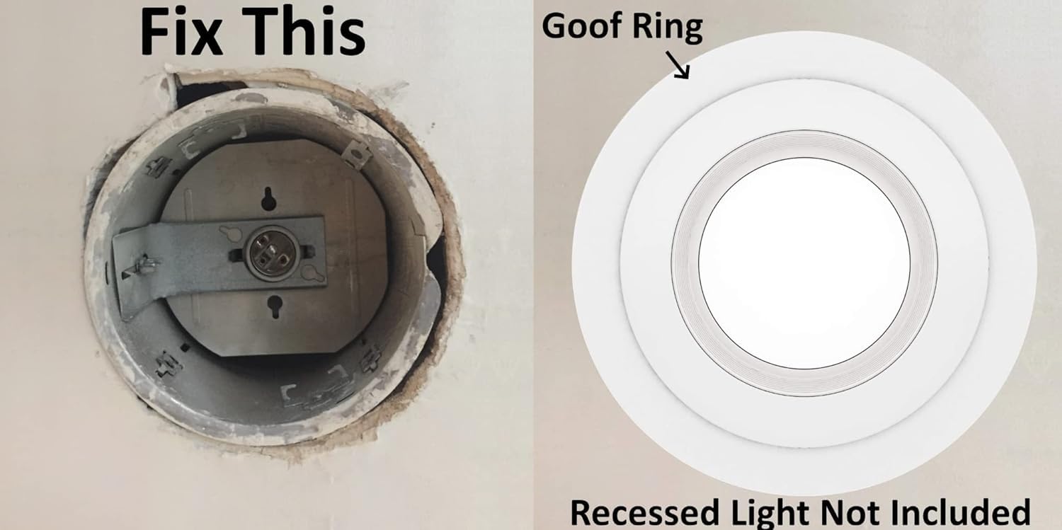 harrrrd 10 Pack Gloss White Goof Trim Ring for 4in Recessed Can Light, Plastic, Outer Diameter 6.7in, Inner Diameter 4.2in