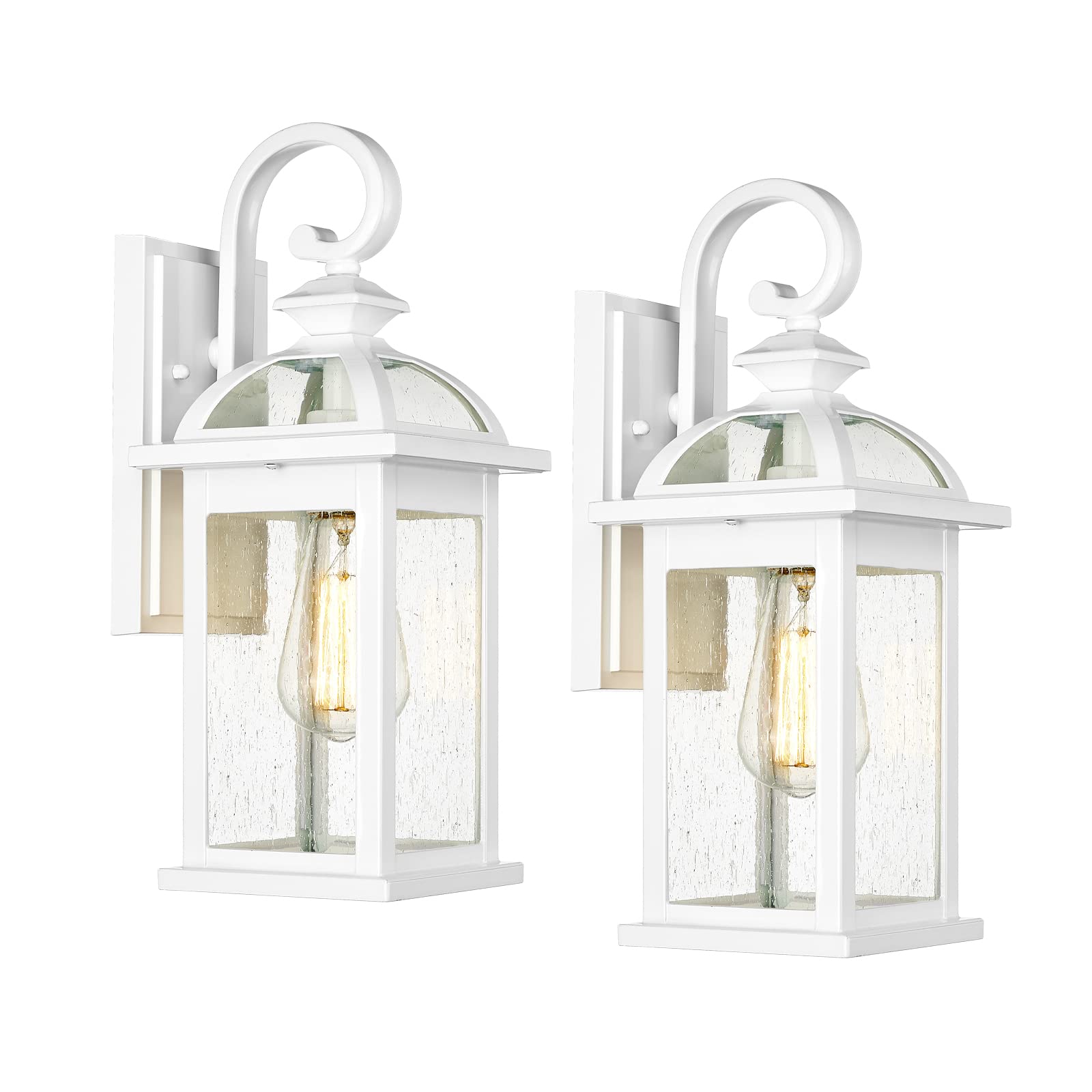 Darkaway Outdoor Lights Fixtures Wall Mount, Outdoor Wall Sconce with Seeded Glass, Waterproof Exterior Lights for House, Front 