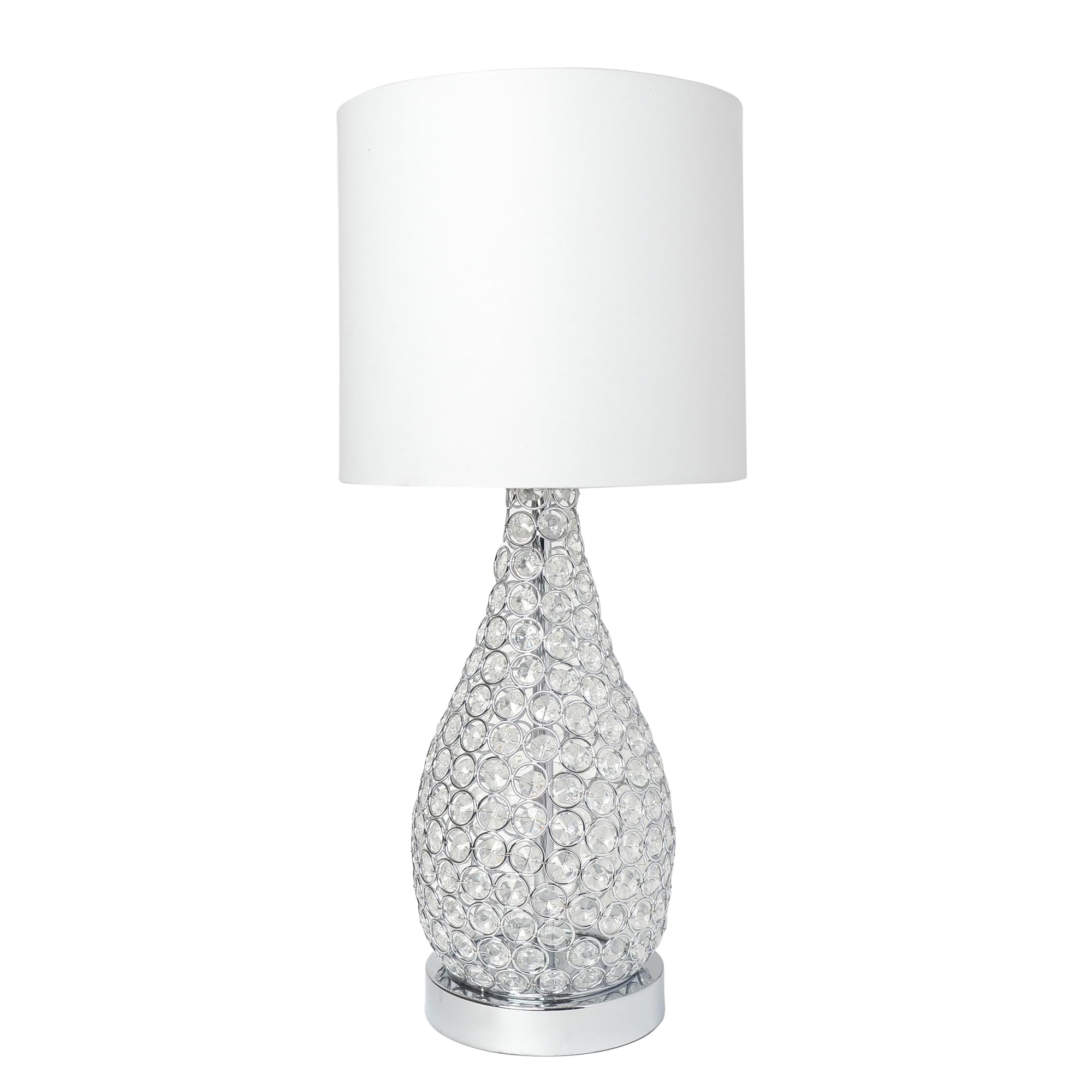 Elegant Designs Lt1052-Chr Elipse Crystal Pinned Decorative Gourd Accent Table Lamp, Chrome