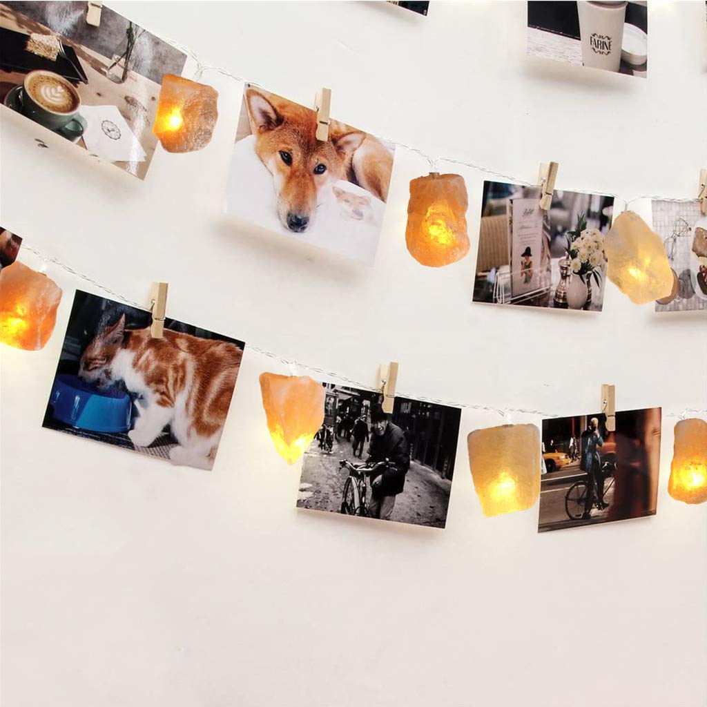 Himalayan Salt Light String For Bedroom With 20 Rock,11.5Ft Usb Powered String Fairy Lights Night Salt Lamp,Natural Salt Rock,Ha