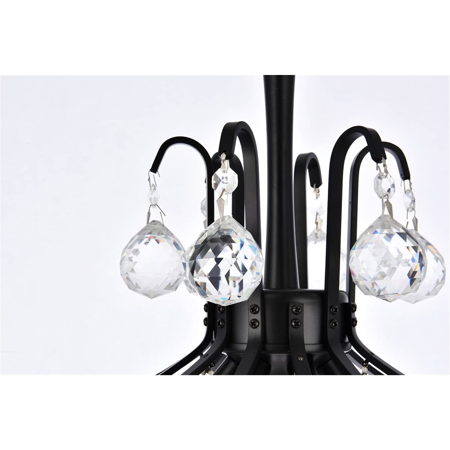 Elegant Lighting 16&quot; Black Metal And Crystal Pendant Light Fixture