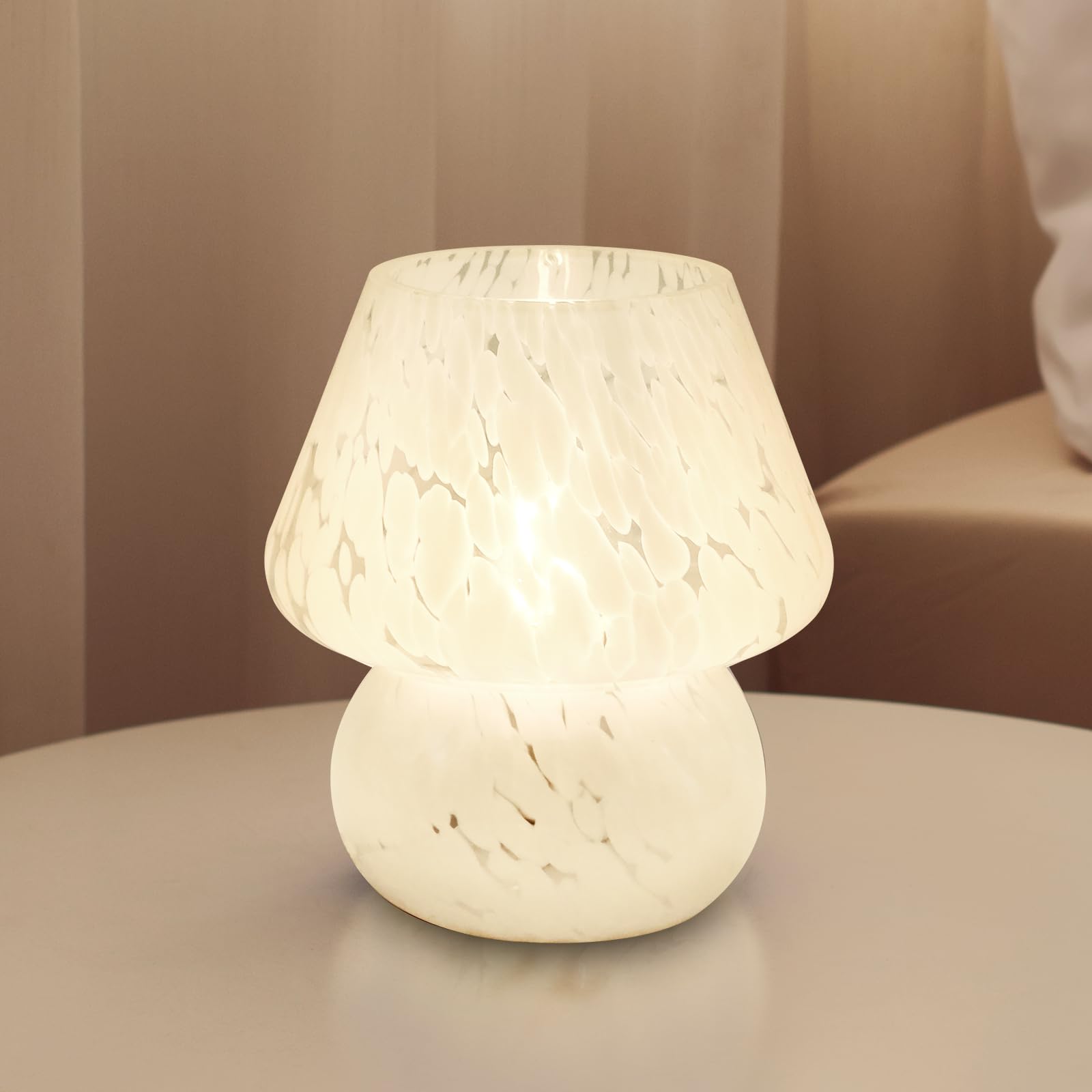 Dawnwake Mushroom Lamp Table Lamp for Bedroom Small Desk Bedside Lamps for Living Room Mushroom Decor Cute Mini Modern Mid Century Lamps for Night Stands (White)
