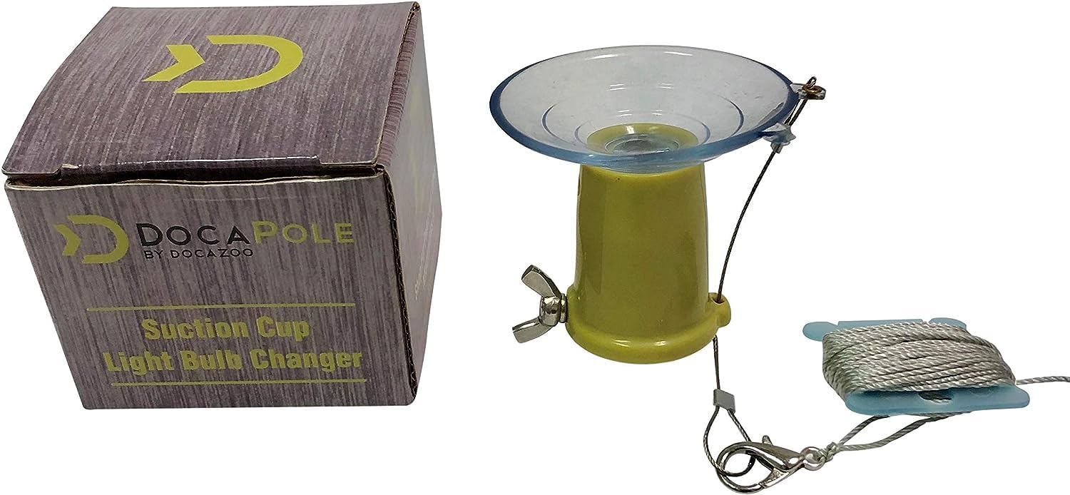 DOCAZOO Light Bulb Changer for High Ceilings - Heavy Duty Suction Cup Attachment, Head Only, Transparent
