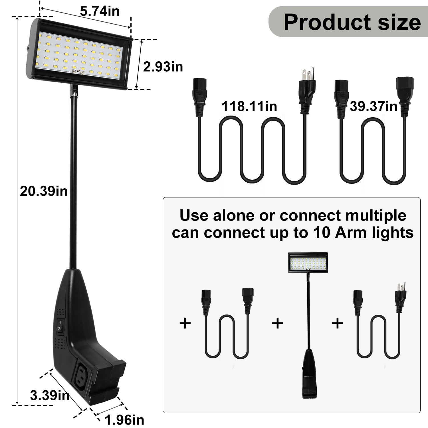 SUNLITOPTO Trade Show Lights, LED Arm Lighting, Connectable, Standard Size, Black, Model 20540421BK (2pcs)