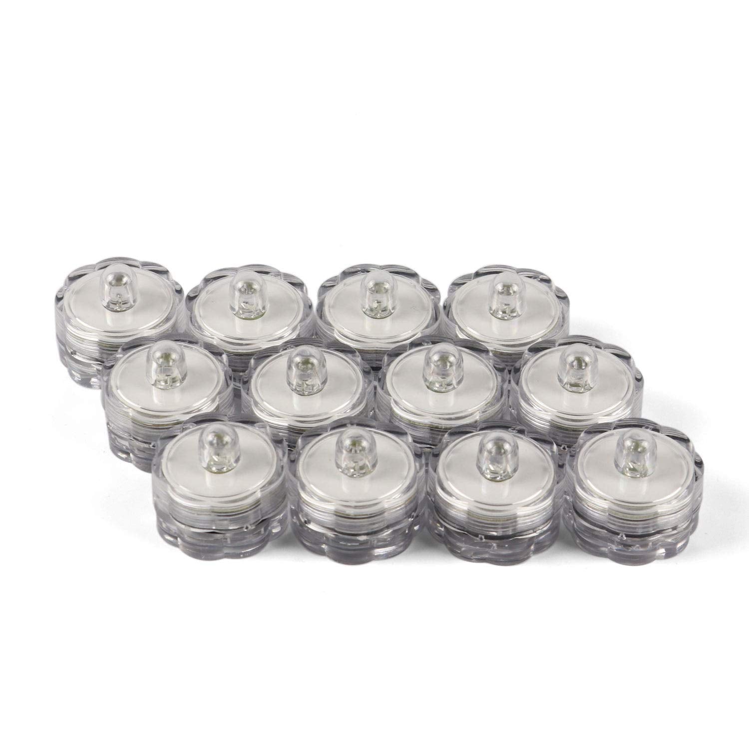 Rhytsing Set Of 12 Submersible Led Tealights, Waterproof Underwater Wedding Tea Lights, White Steady Light, Batteries Included