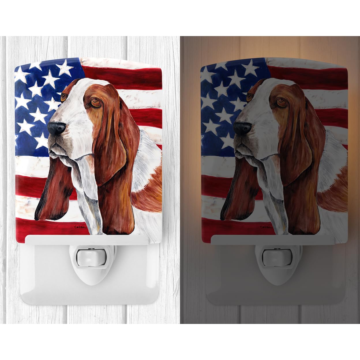Carolines Treasures Ceramic Night Light, Basset Hound, UL-Certified, 6x4x3 inches, Multicolor, Model SC9004CNL