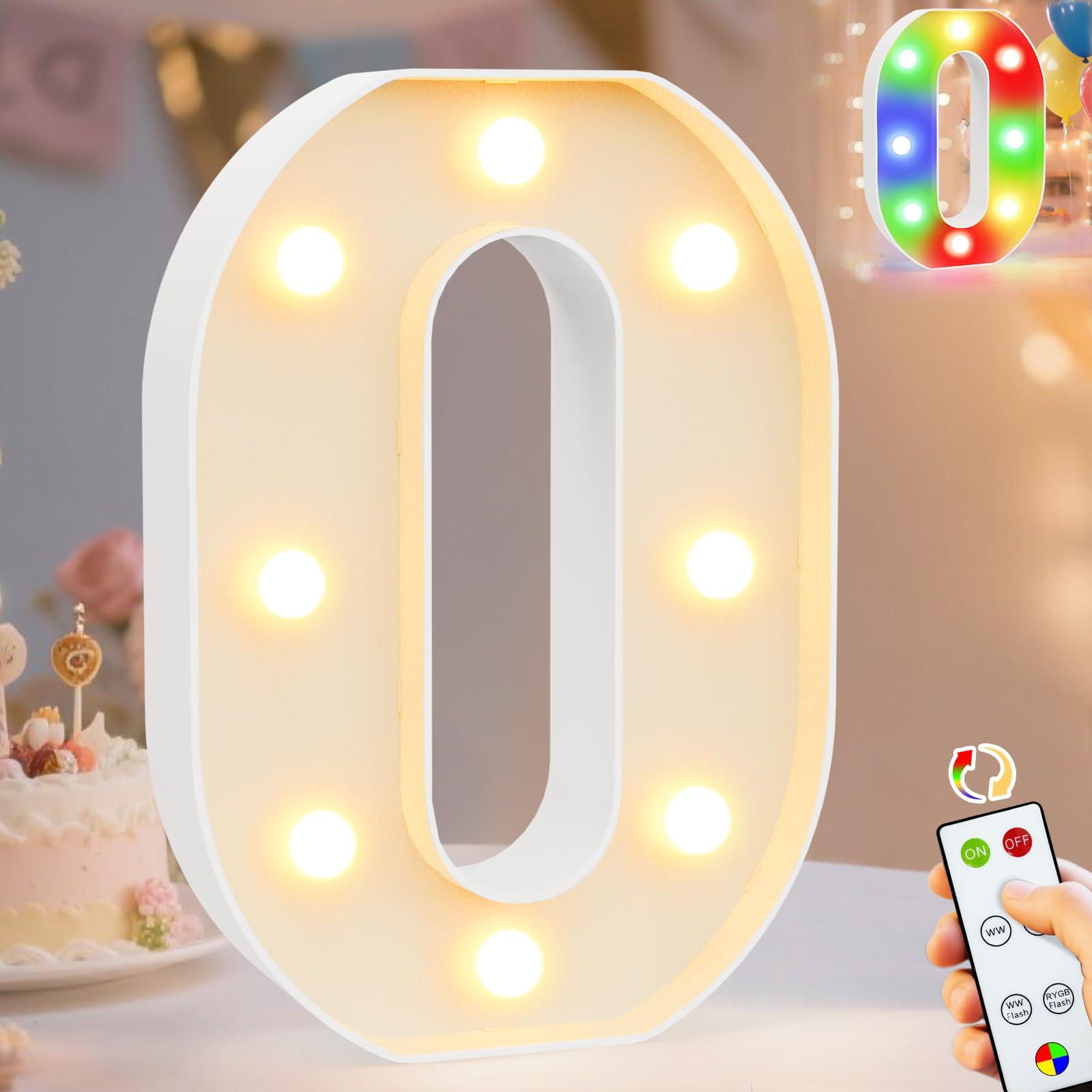 Pooqla Led Light Up Numbers 0  Warm White And Colorful Lighted Marquee Numbers With Remote  Lighted Numbers For 10Th 30Th 50Th Birthday Decorations  Gift For Her Him Anniversary Home Party Decor
