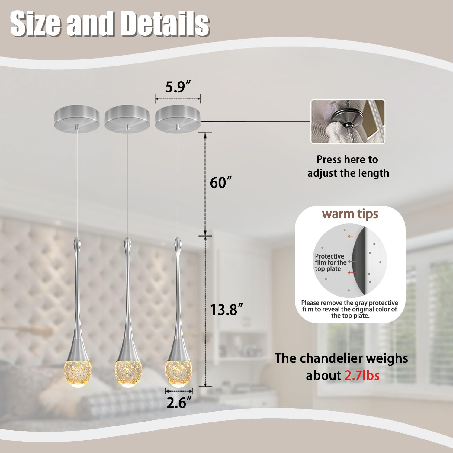 Ykolupty Single Head Silver Bubble Crystal Chandelier Beside Pendant Light Kitchen Island Dining Foyer Entrance Chandeliers Mode