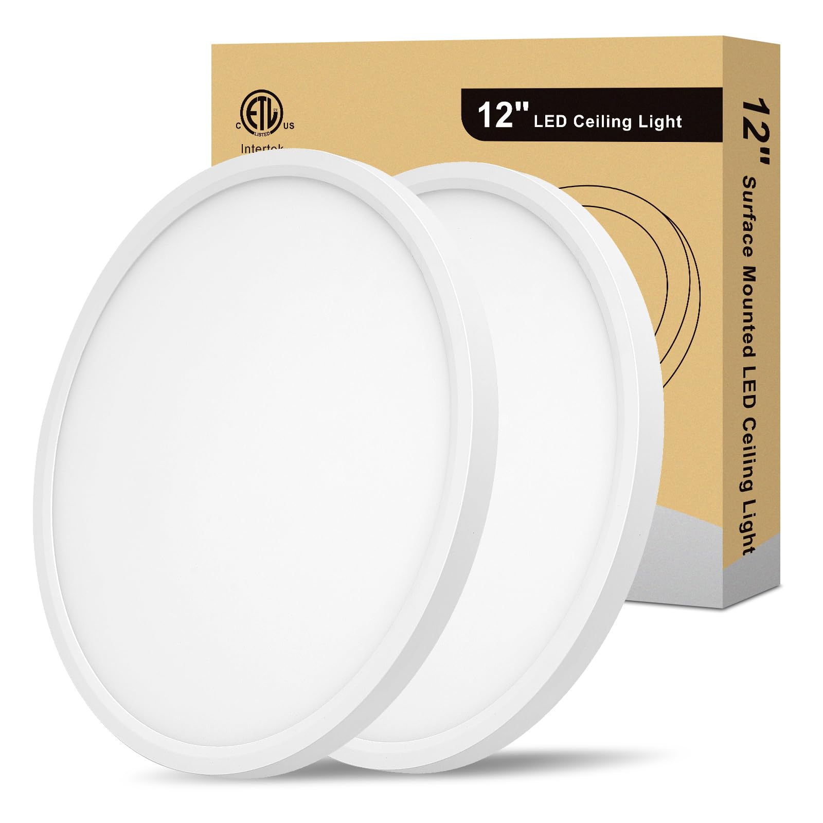 Wembanma Flush Mount Led Ceiling Light - 12 Inch 24W, 5Cct Selectable And Dimmable, 2800Lm Low Profile Light Fixture For Bedroom