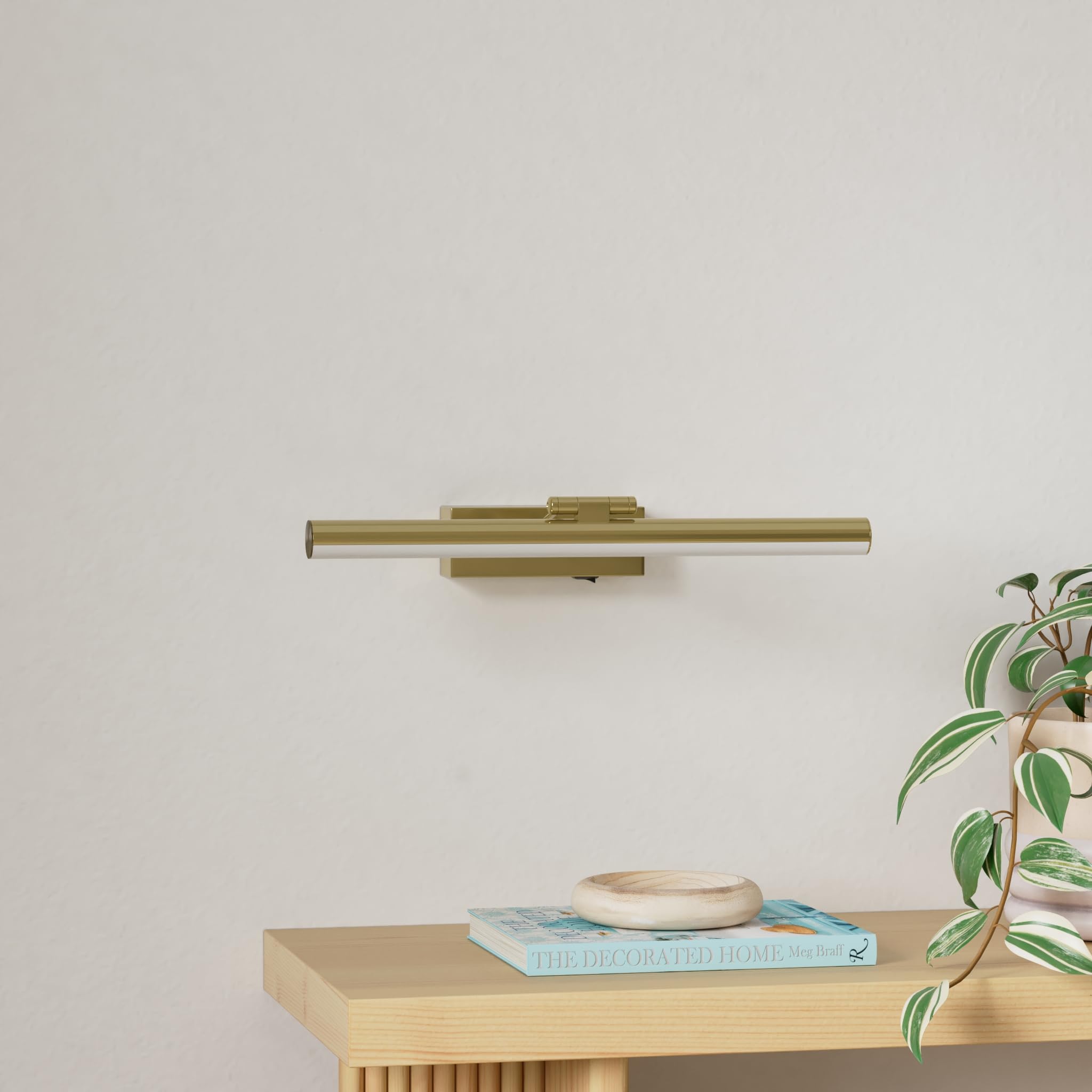 Jusheng 16'' Wireless Picture Light With Remote, Battery Operated Brass Art Display Lighting