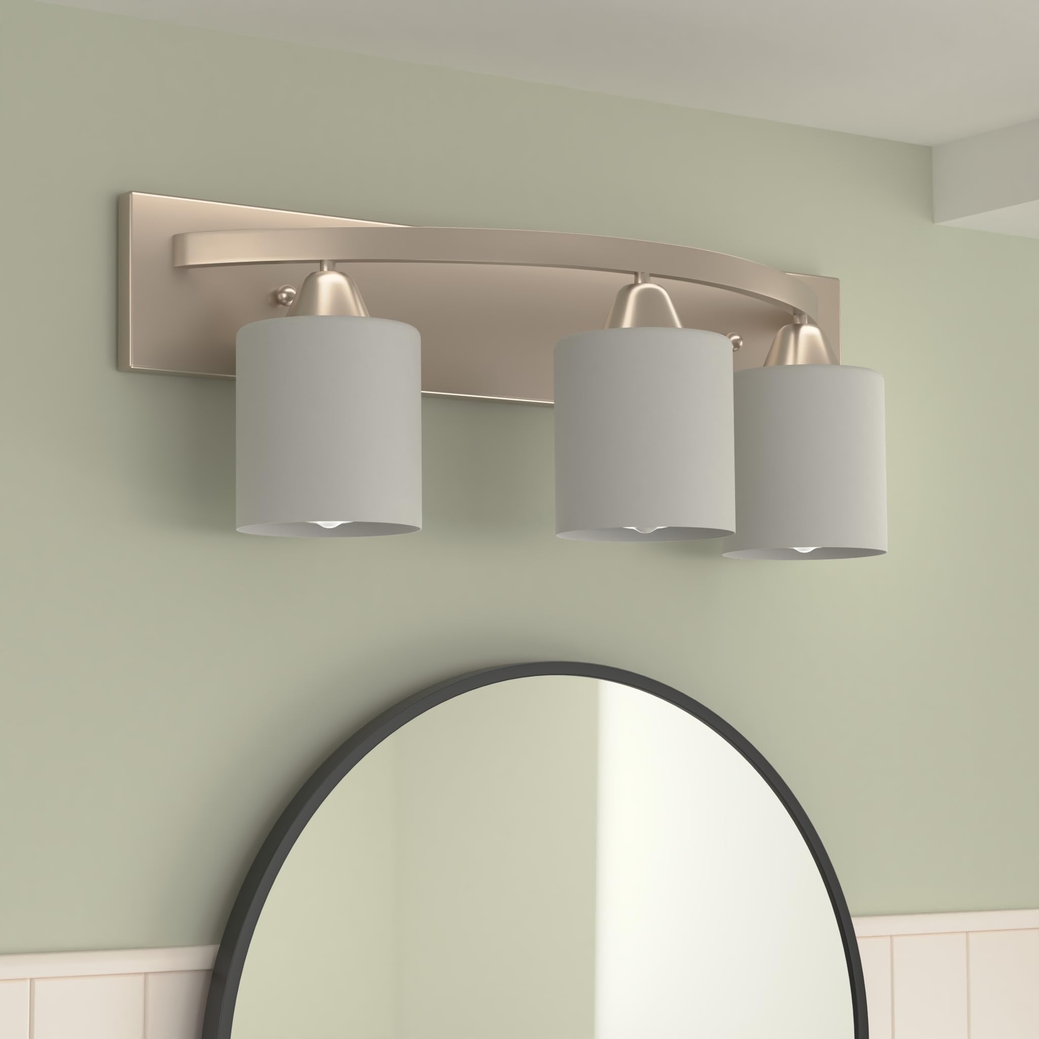 Dorence Vanity Light Fixture - Interior Bathroom Lighting Bar with Modern Milk Glass Shade - Bathroom Lights Over Mirror Fixture