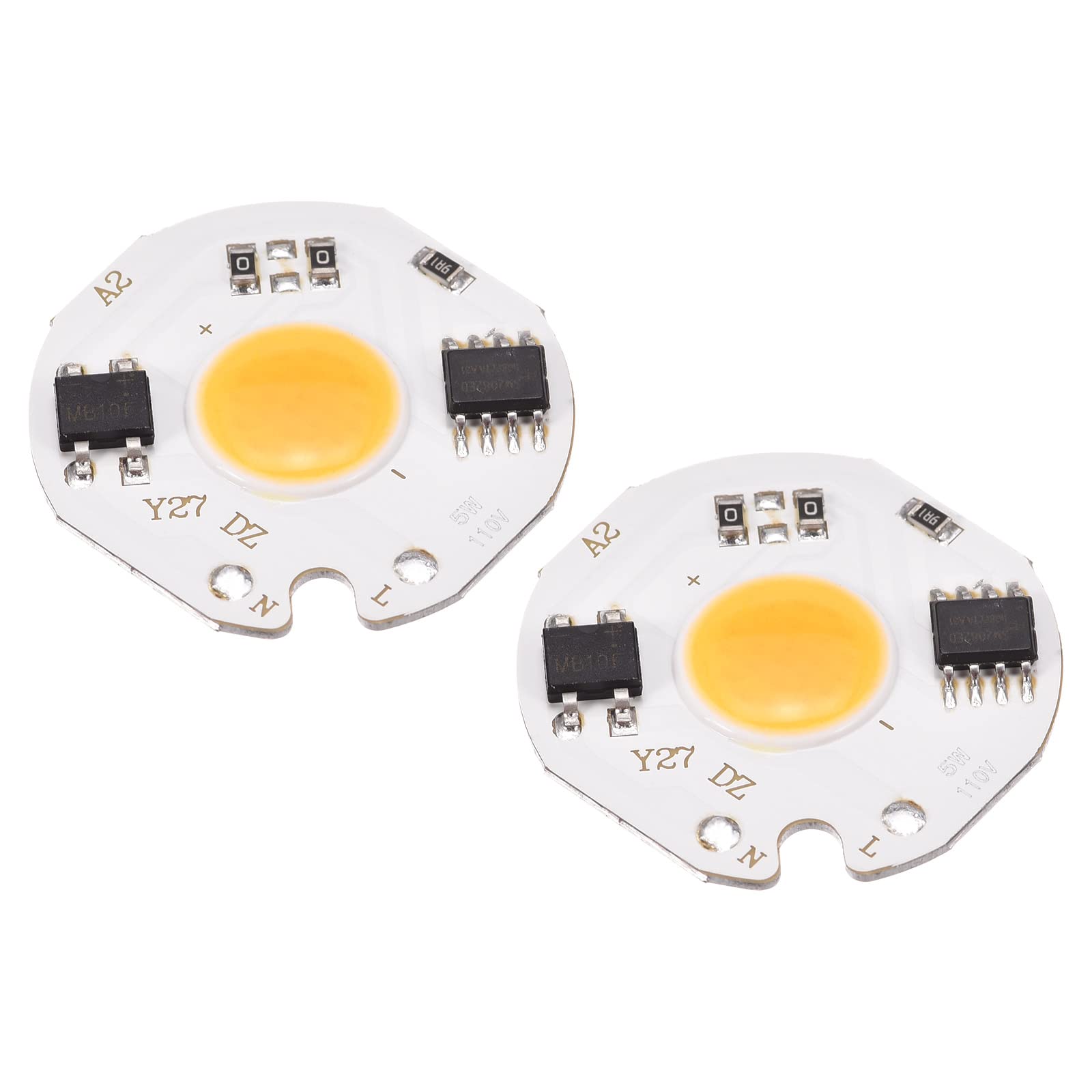 Meccanixity Led Chip Bulb 110V 5W Warm White 3000-3200K Driver Free High Power Floodlight Lamp Module Aluminium Board 2 Pack