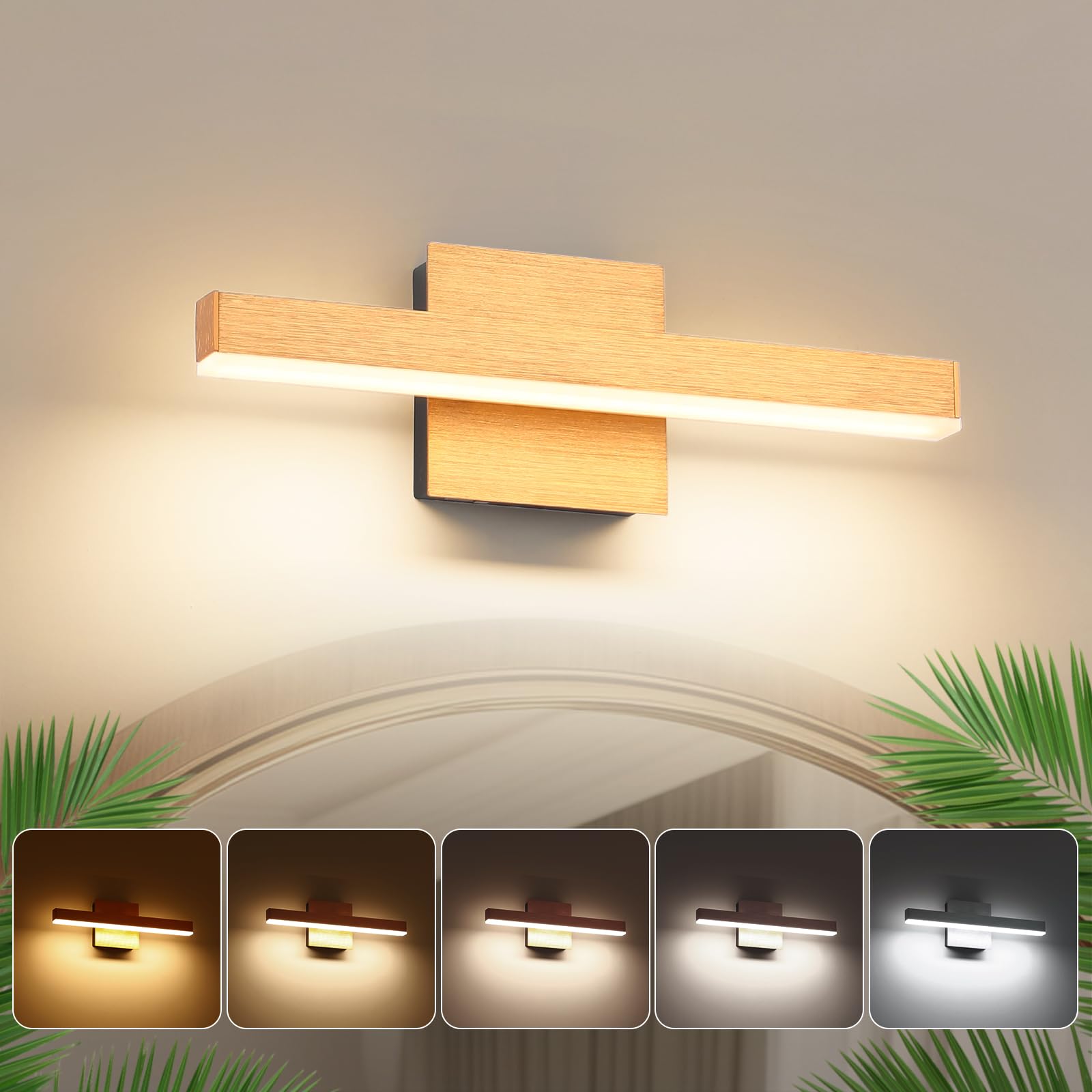 Joossnwell Vanity Light For Bathroom Light Fixtures Dimmable 5Cct Gold And Black Vanity Lights Bar Modern Bathroom Lighting Over