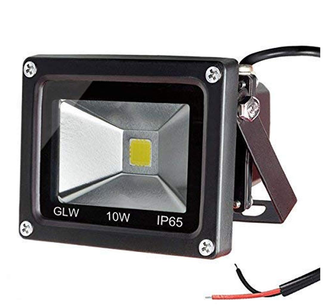 GLW 10w 12v Ac or Dc Warm White Led Flood Light Waterproof Outdoor Lights 750lm 80w Halogen Bulb Equivalent Black Case