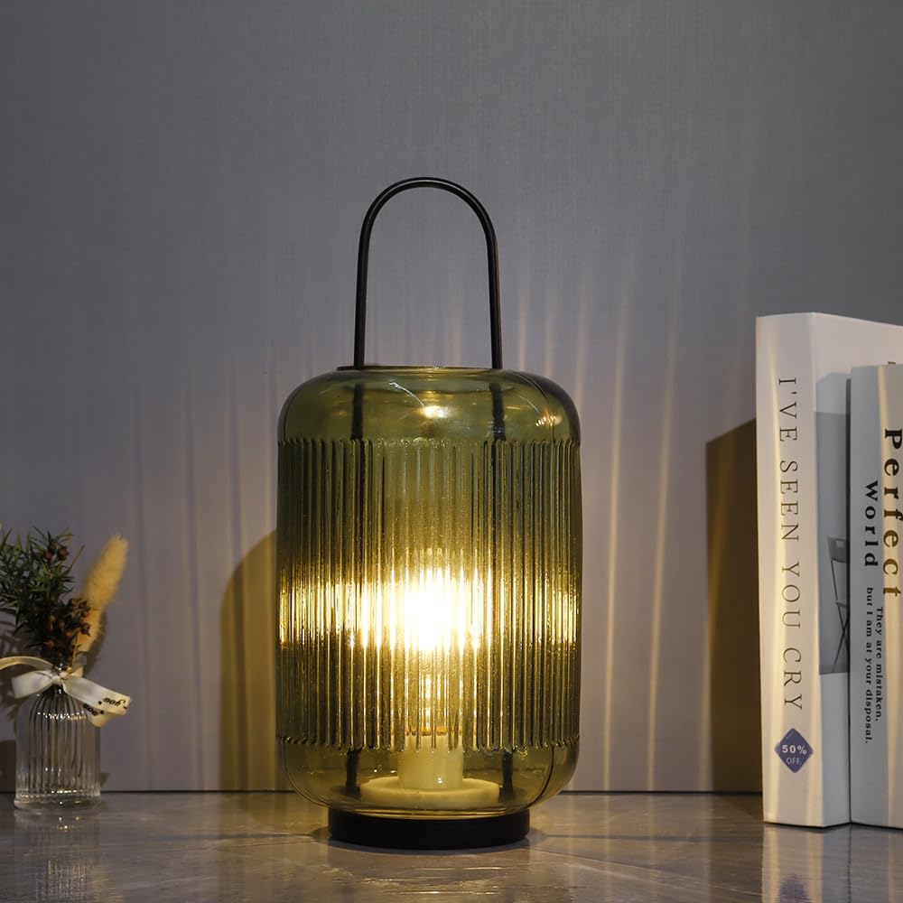 JHY DESIGN Battery Powered Table Lamp 11.5H Cordless Lamp Battery lamp with Handle Hanging LED Lantern Involve 6H Timer for In