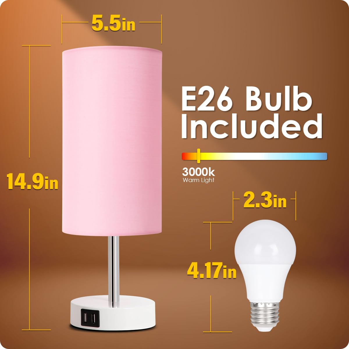 Yarra-Decor Bedside Lamp With Usb Port - Touch Control Table Lamp For Bedroom (Rattan2)