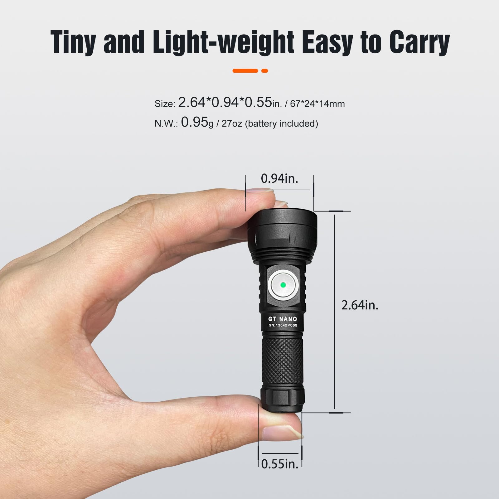 Lumintop Gt Nano Keychain Flashlight 450 Lumens Mini Flashlight 300 Meters Beam Distance Single 10180 Li-Ion Battery (Included)
