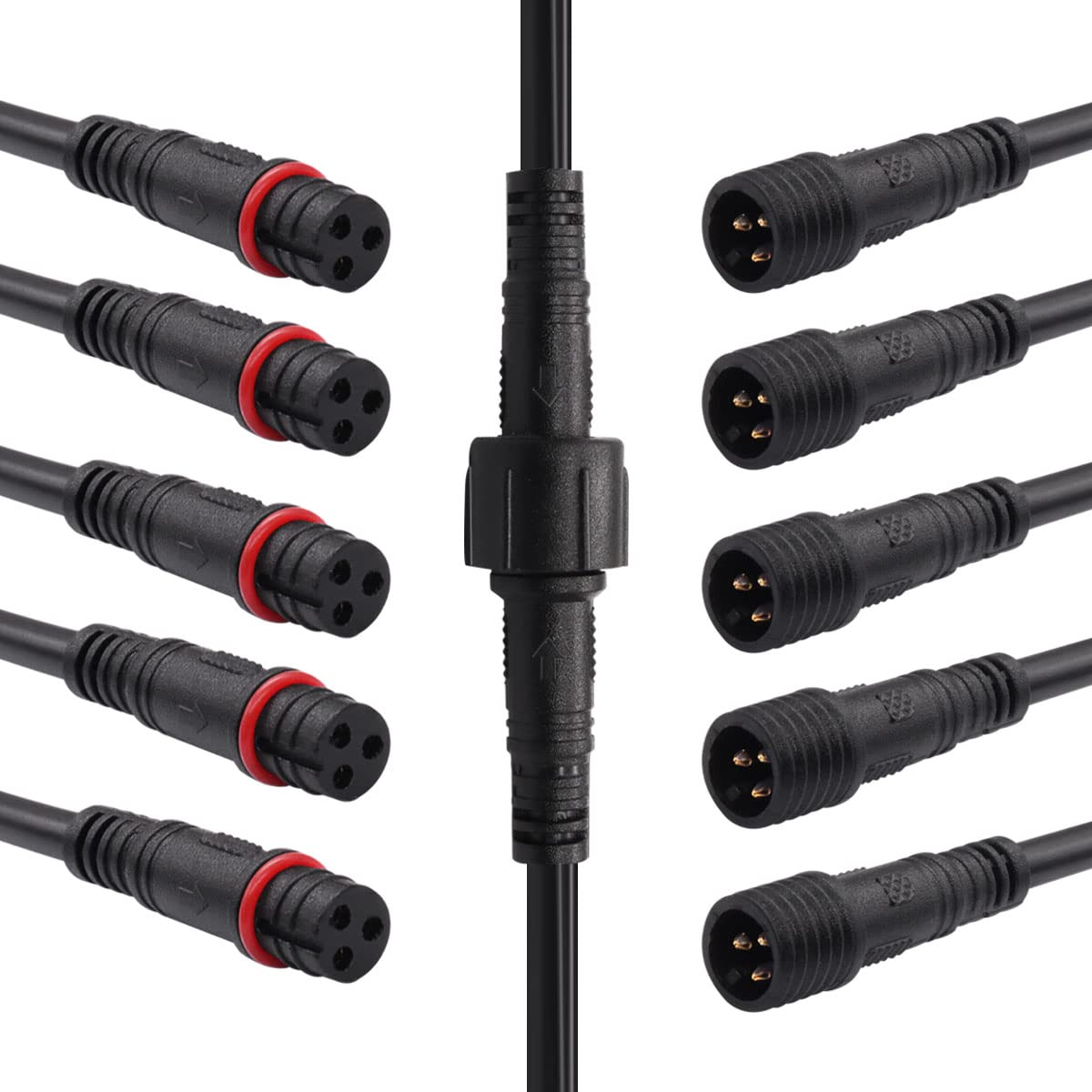 mxuteuk 6 Pairs 22AWG 3 Pin Electrical Connector 5.87in/15cm Wire Waterproof Male Female Connector for LED Band Car Truck Boat