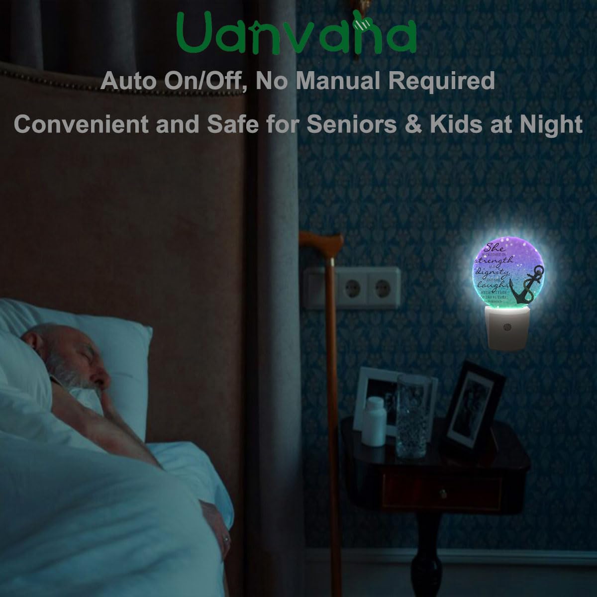 Uanvaha Anchor Night Light Proverb She Is Clothed In Strength And Dignity And She Laughs Without Fear Of The Future Led Dusk To