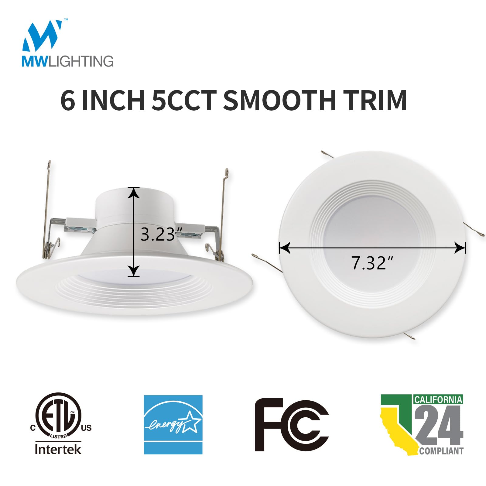 Mw 4 Pack Led Recessed Lighting 6 Inch Retrofit 14W=90W 1100Lm 2700K/3000K/3500K/4000K/5000K Led Retrofit For Can Lights Baffle Trim Ic & Wet Rated Etl & Fcc California Ja8 Certified