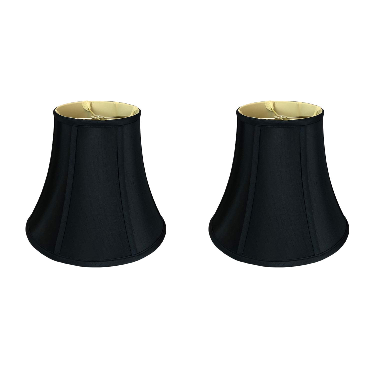 Royal Designs, Inc. True Bell Lamp Shade, Faux Silk, 7in x 14in x 11.5in, Black, 2-Pack, Model BSO-704-14BLK