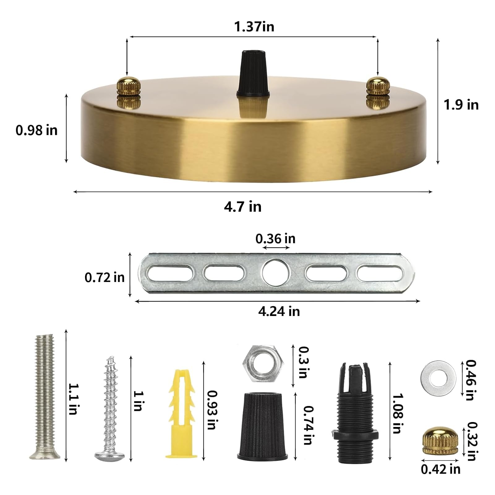 Sangle Sopffy Pendant Light Canopy Kit  4.7 Inches Ceiling Lighting Canopy Kit With All Mounting Hardware Modern Chandelier Ceiling Plate Cover For Pendant Lighting Fixtures (Brass  4.7 Inch)