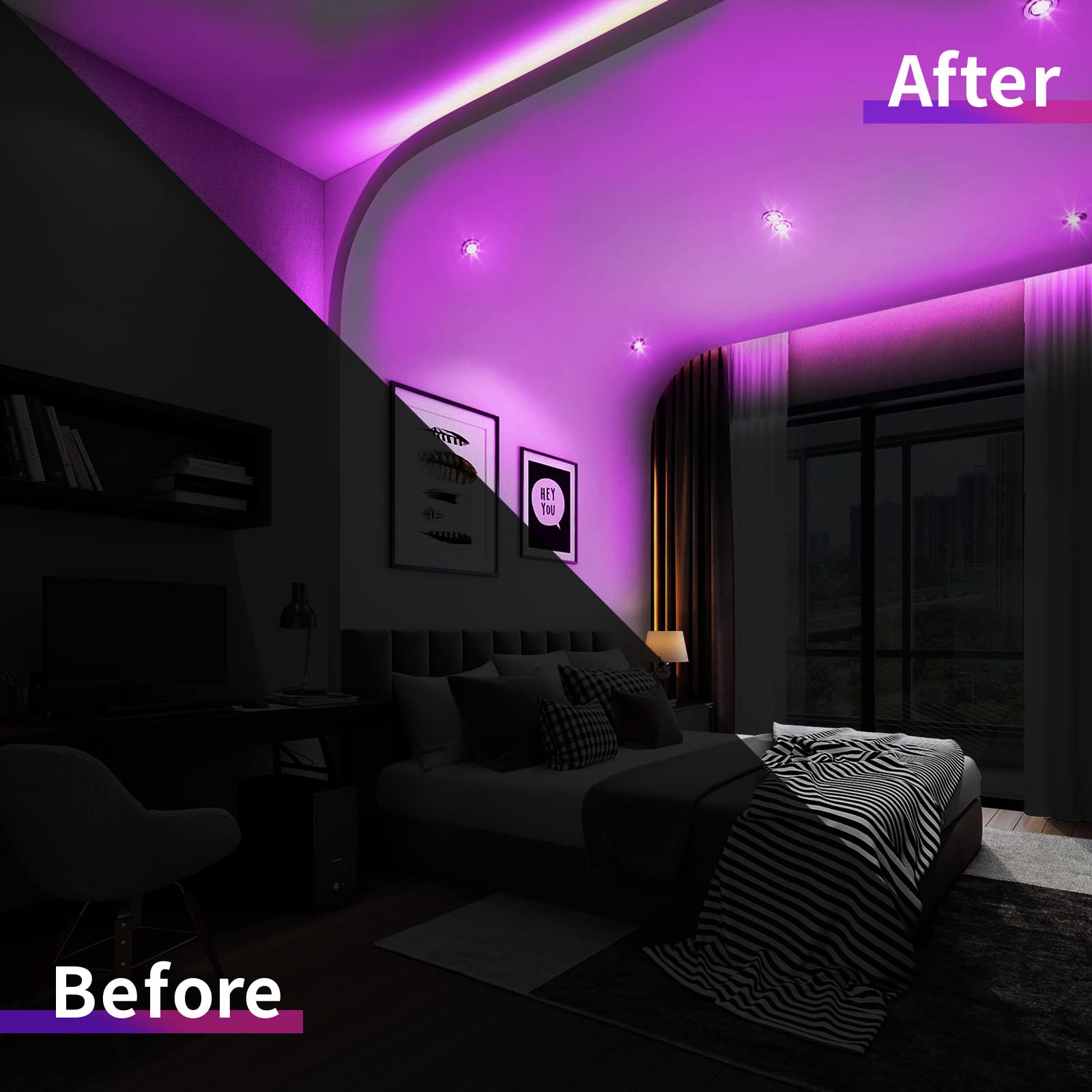 Owofydr Led Neon Lights Flexible Purple 16.4Ft/5M 12V Dc Waterproof Flexible Led Neon Light For Indoors Outdoors Decorm [ No Pow