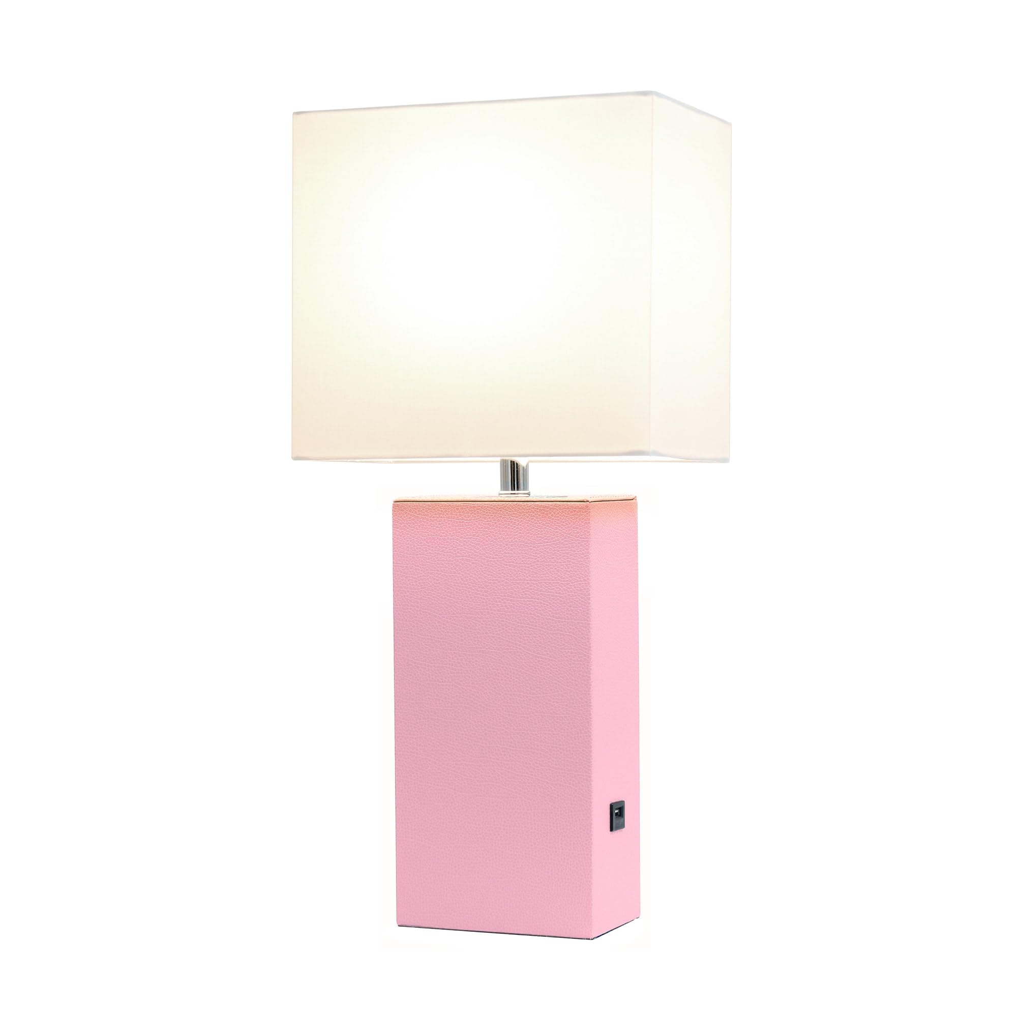 Elegant Designs Table Lamp, Modern Leather and Fabric, 10x6x21 inches, Blush Pink, Model LT1053-BPK, Pack of 1