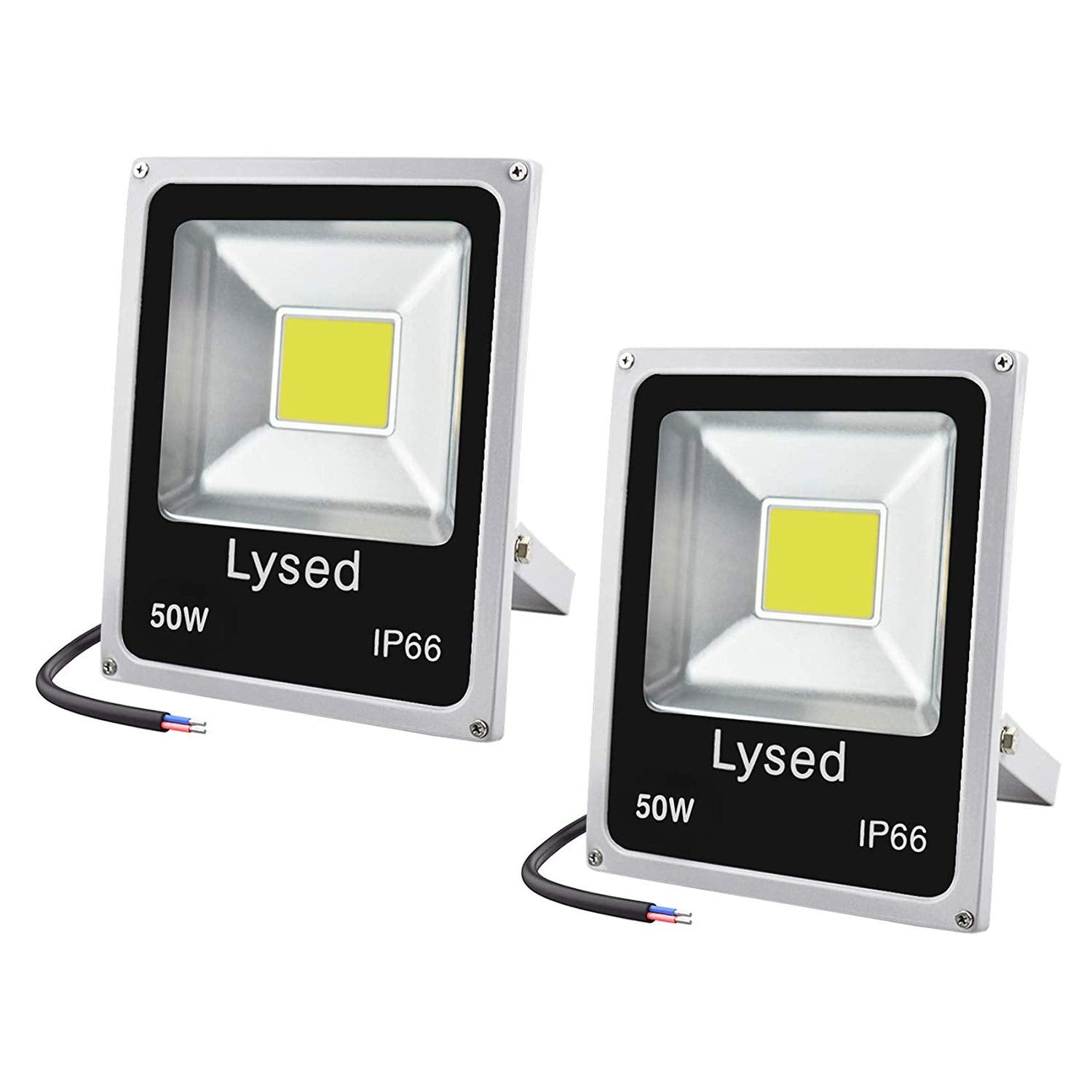 Lysed 50W LED Flood Lights 2-Pack, 12V Waterproof Outdoor Security Lights, Cool White, Aluminum, Model Lysed-50W-LED-Flood-Lights