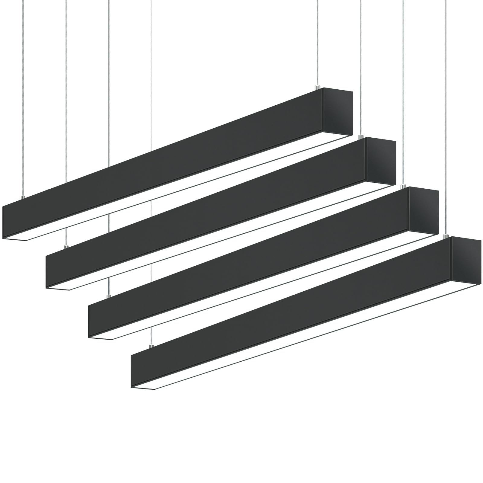 Barrina 4FT LED Linear Light, 30/36/45W, Color Changeable 2700K/4000K/5000K, Black, 4 Packs, Model 