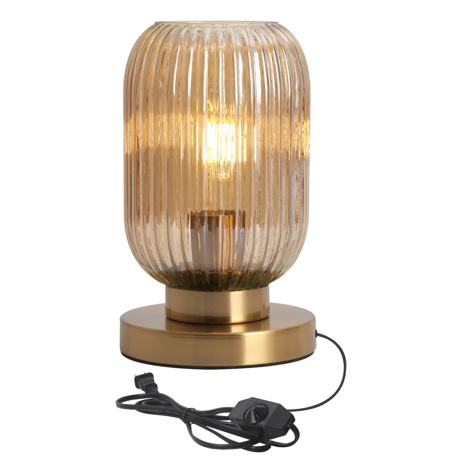 Meishideng Bedside Table Lamp Dimmable Mid Century Modern Lamp Glass Table Lamps Globe Gold Desk Lamp Nightstand Light With Ambe
