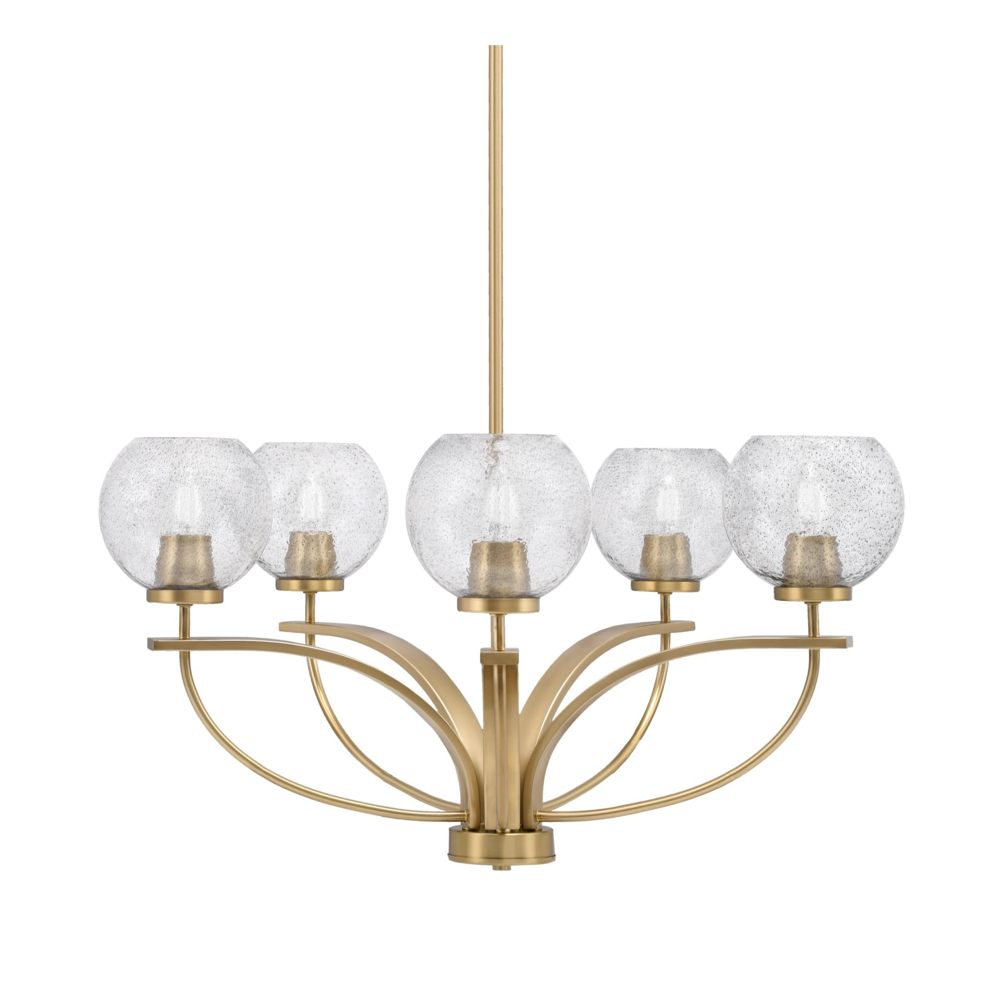 Toltec Lighting Cavella 5 Light, Uplight Chandelier, Hang Straight Swivel, New Age Brass Finish, 5.75&quot; Smoke Bubble Glass