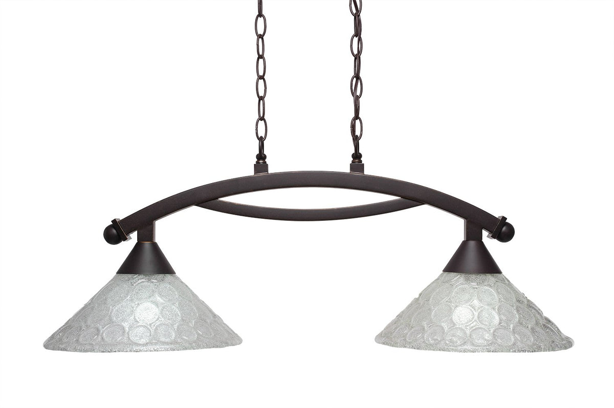 Toltec Lighting 872-DG-441 Bow 2 Light Island Light with 12&quot; Italian Bubble Glass, Dark Granite Finish
