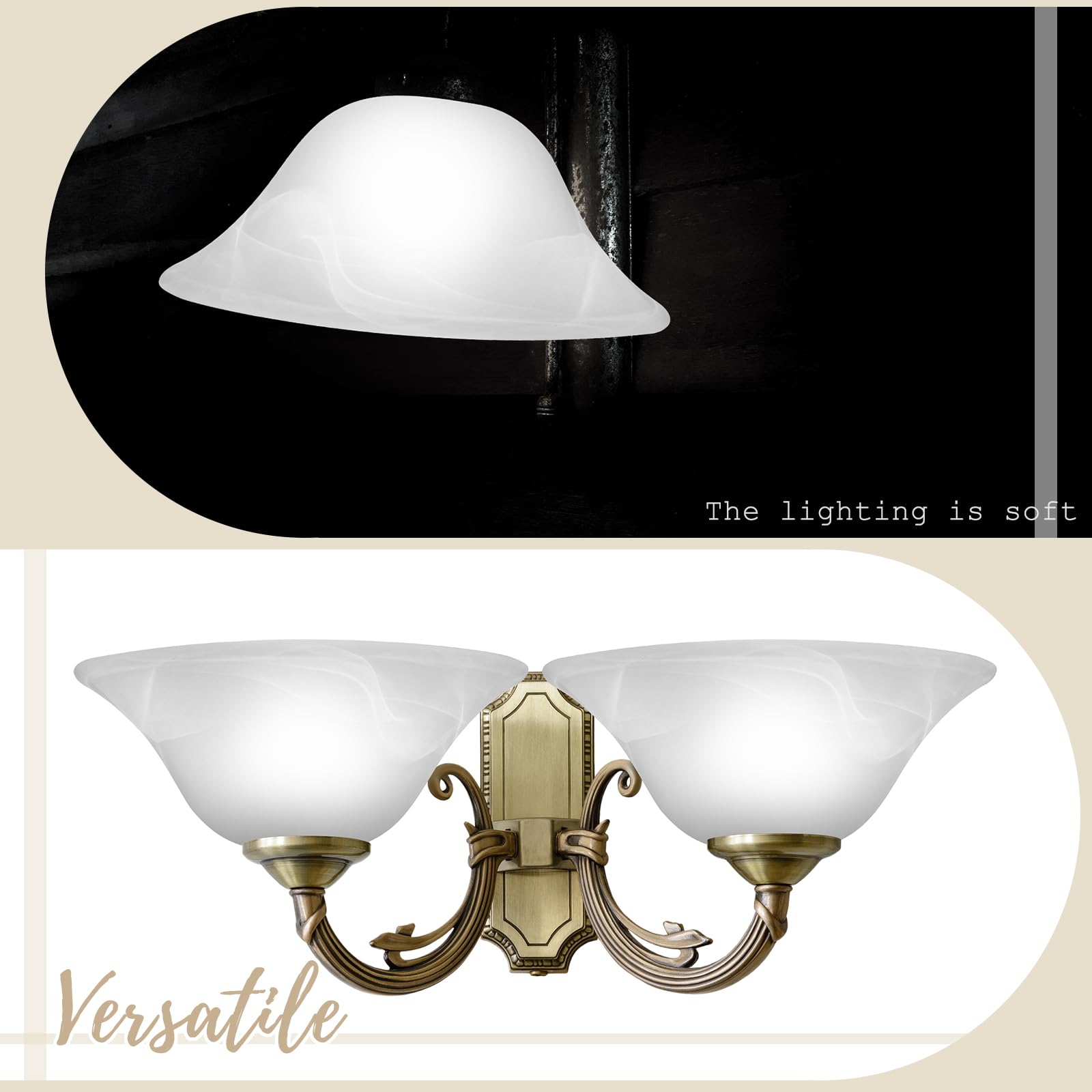 Huquary Lamp Glass Shades For Floor Lamp Elegant Cover Light Fixture Shade Light Fixture Replacement(12.2 X 4.92 X 1.65 Inch,Sty