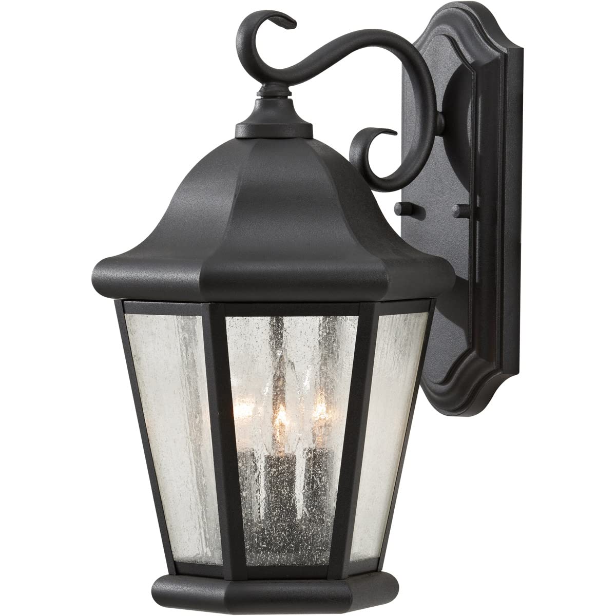 Generation Lighting OL5902BK OL5902BK Martinsville Large Three Light Outdoor Wall Lantern, Black, 10 Inch W x 17 Inch H, 3-Light