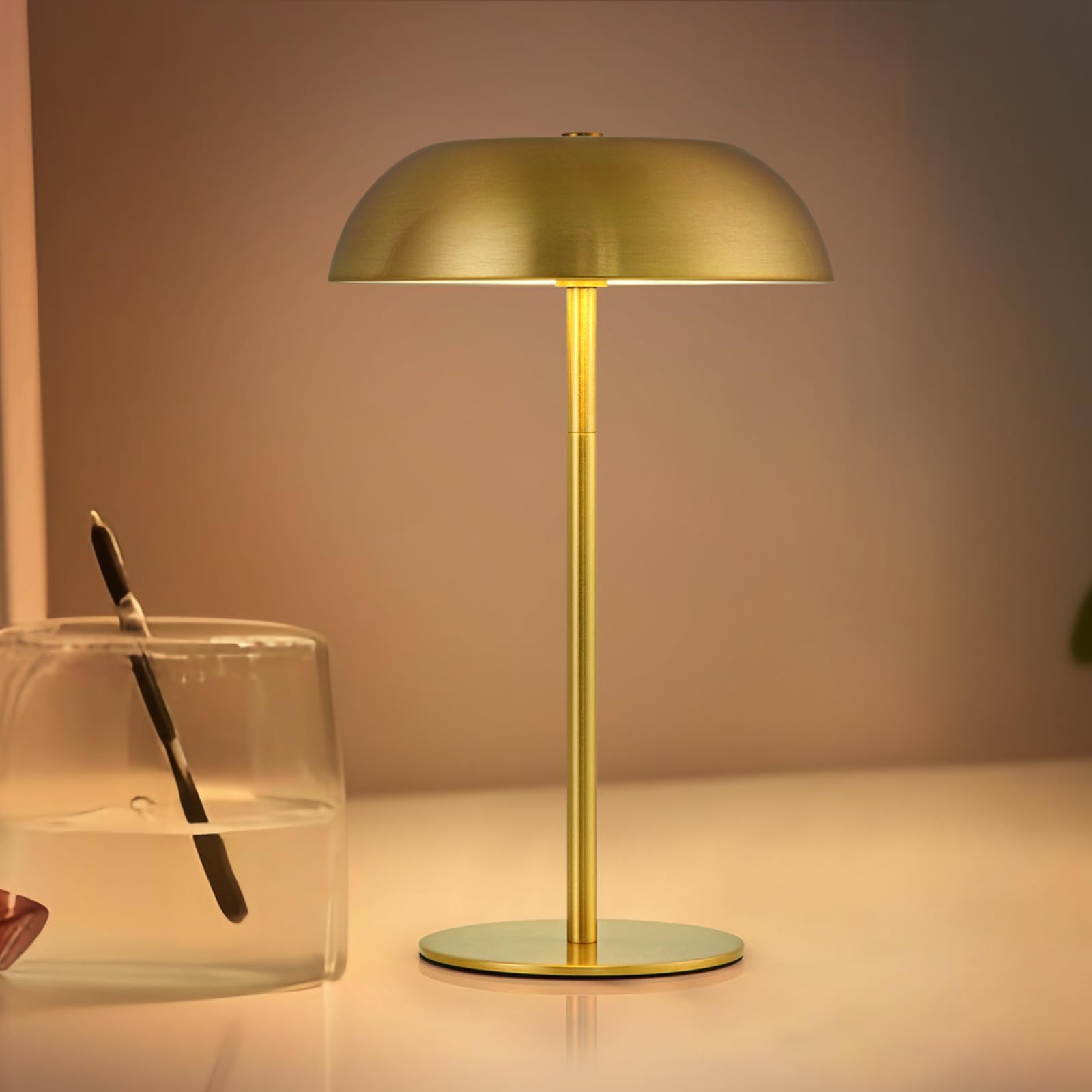 Brasslism Gold Cordless Table Lamp - Rechargeable Touch Lamp With 3-Color Dimming & Adjustable Height Battery Powered Lamp For Bedside  Bar  Desk  Outdoor Patio Restaurant Modern stylish Decor