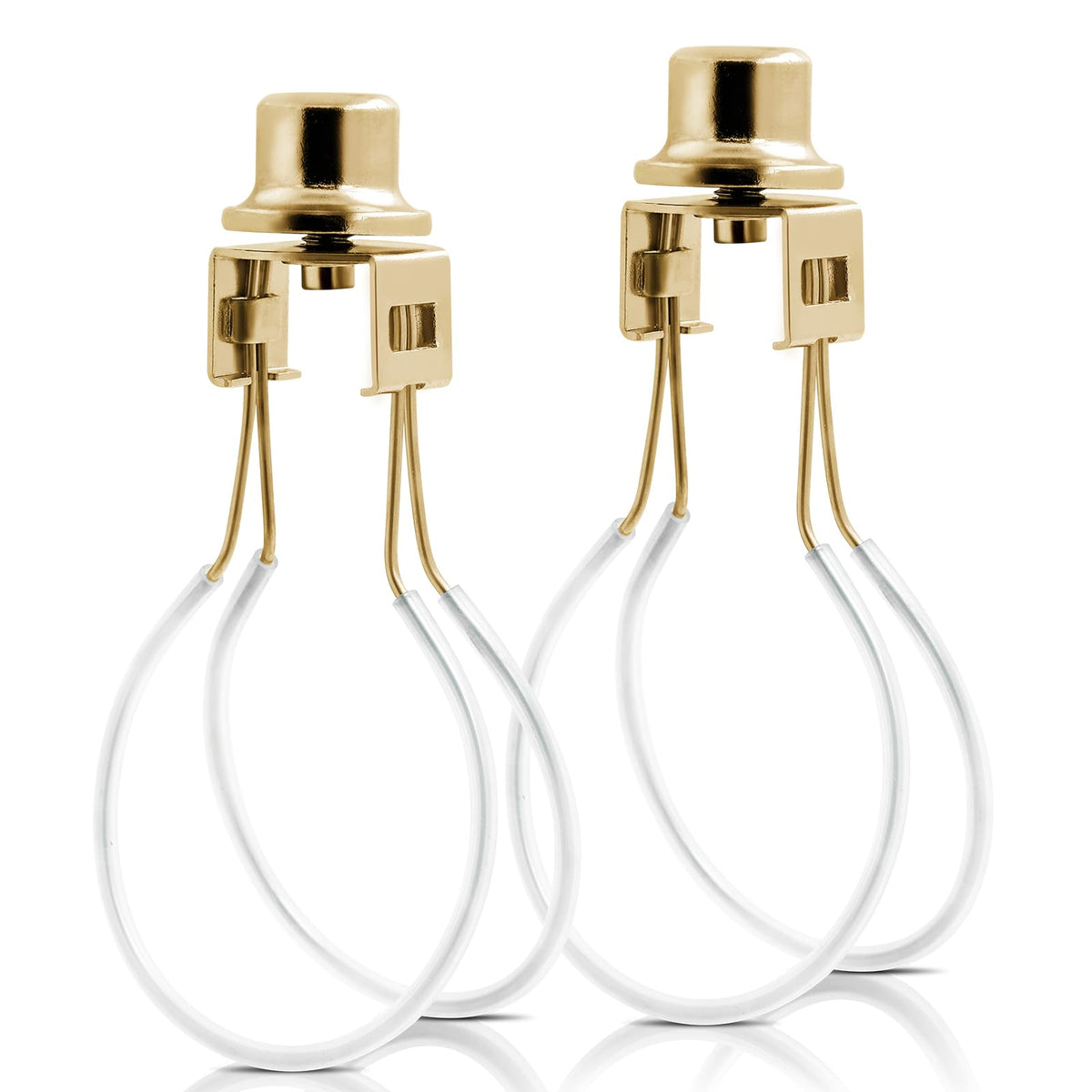 Lamp Shade Light Bulb Clip Adapter,Lamp Shade Holder Includes Finial And Lampshade Levellers To Keep Lamp Shade In Place,Clip On Lampshade Adapter (Gold Color - 2Pcs / Pack)