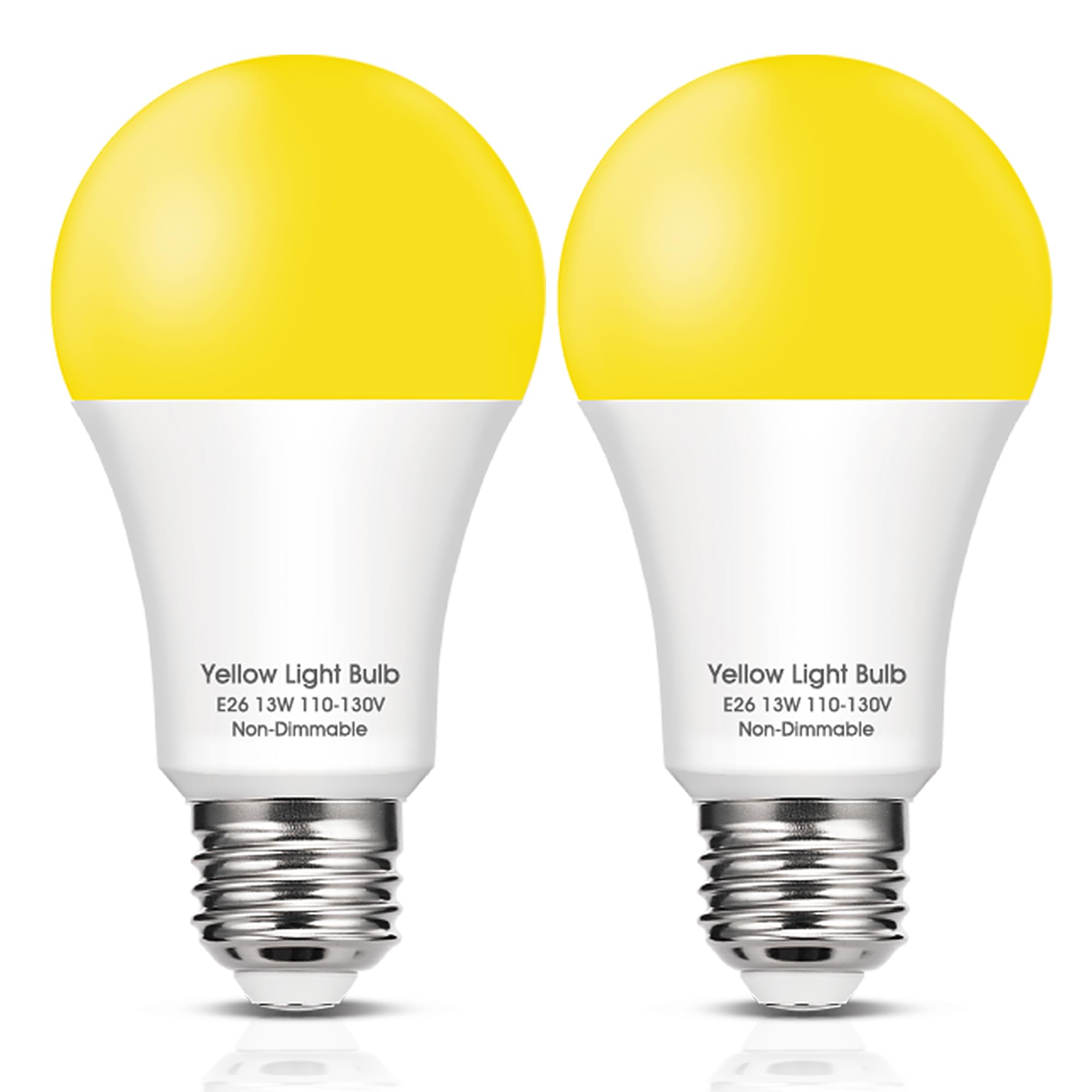 Yellow Bug Light Bulbs Outdoor, 150W Equivalent A19 Yellow Bug Lights For Outside, 13W High Brightness 1800K For Porch Lights, N