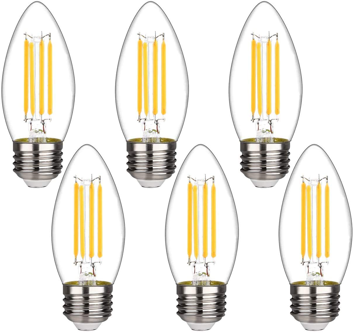 Bort B11 Chandelier Led Light Bulbs, Dimmable 4W Equivalent To 40W Led Candelabra Bulbs, 2700K Warm White, E26 Standard Medium B