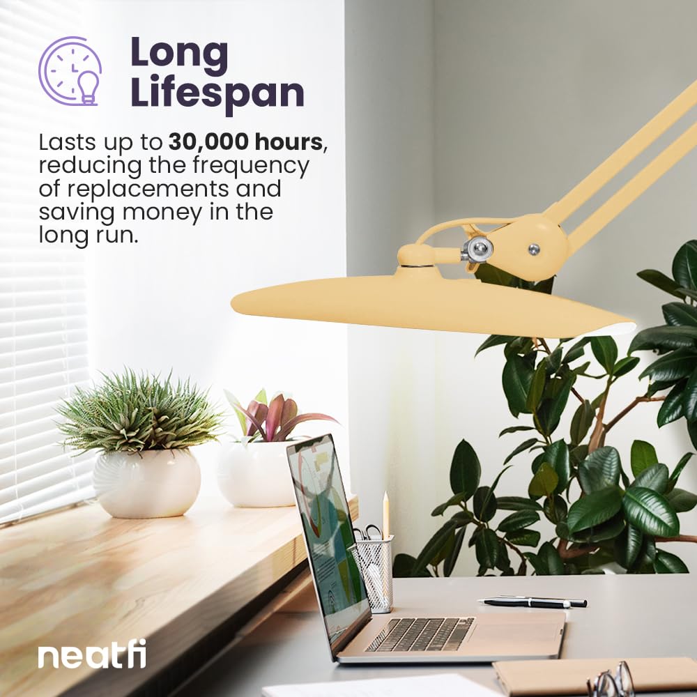Neatfi XL LED Task Lamp - 2200 Lumens, 24W, Dimmable, 20" Wide, Rose Gold, Model 9501LED, Ideal for Home & Office