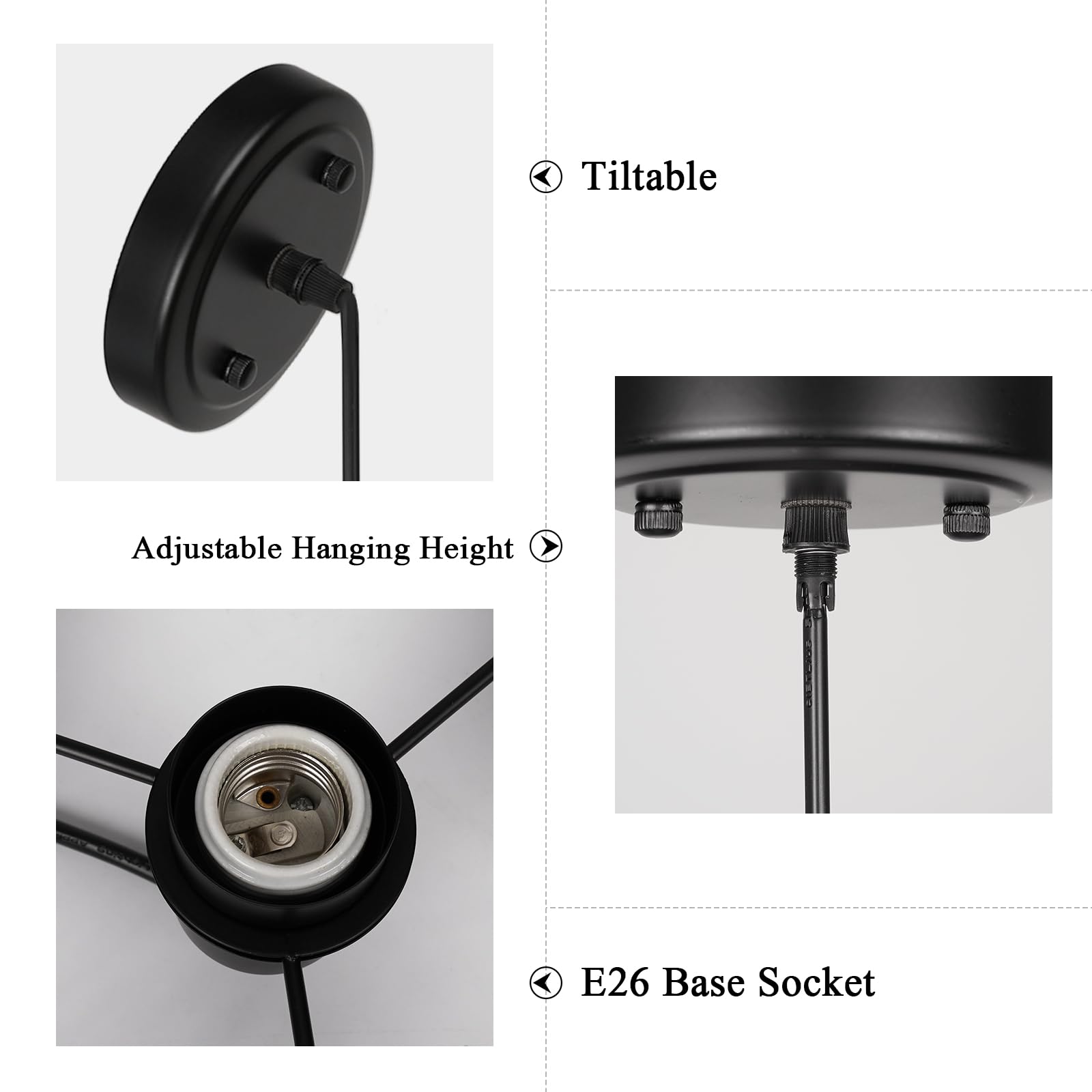 Rosient 16 Inch Large Natural Simple Hand Weaved Rattan Pendant Lamp, Coastal Beach Black Rope Hanging Pendant Light Fixture For