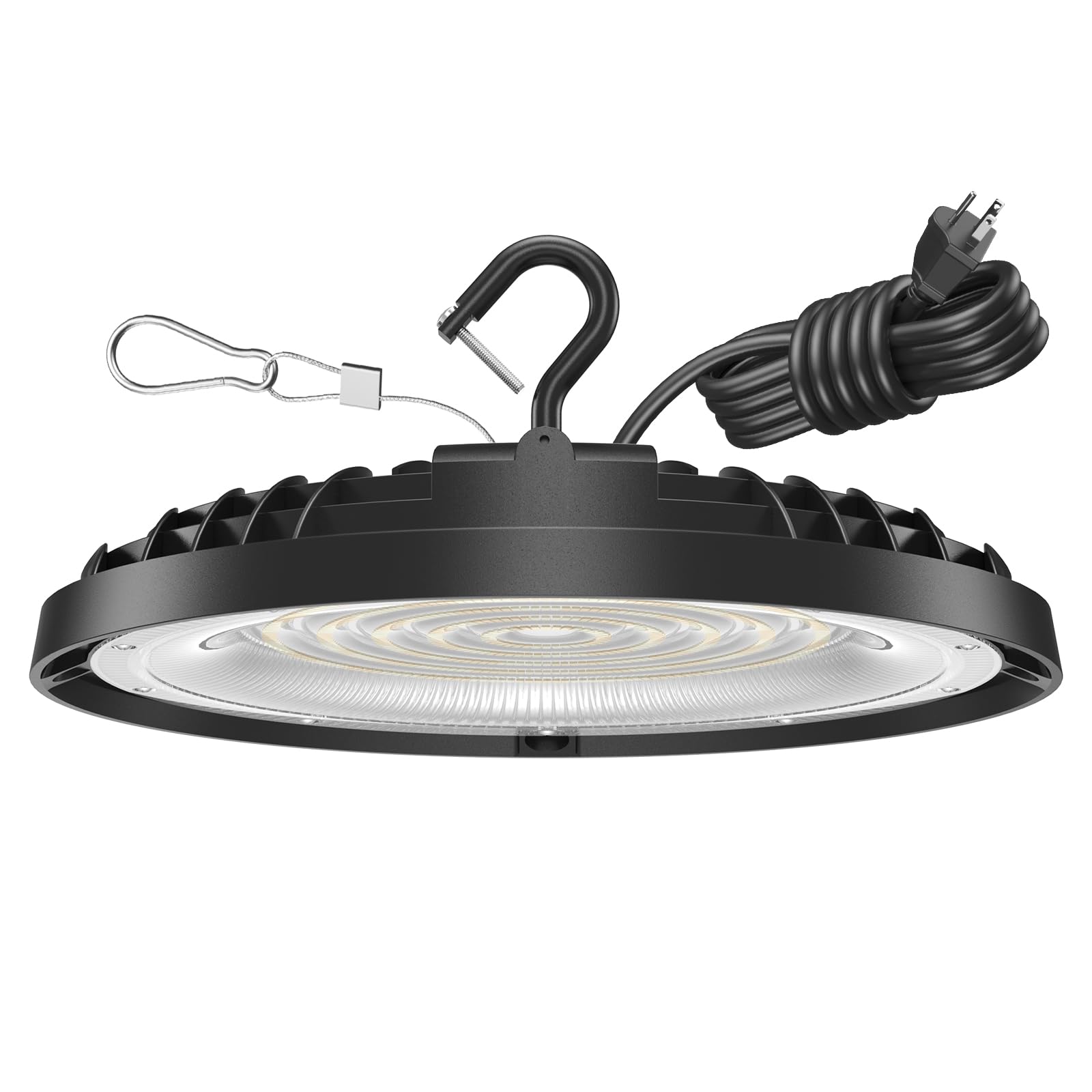 200W UFO LED High Bay Light, 28,000LM LED Shop Lights Fixture, 5000K, Replace 600W Halogen, 120VAC, Plug & Play Lighting for War