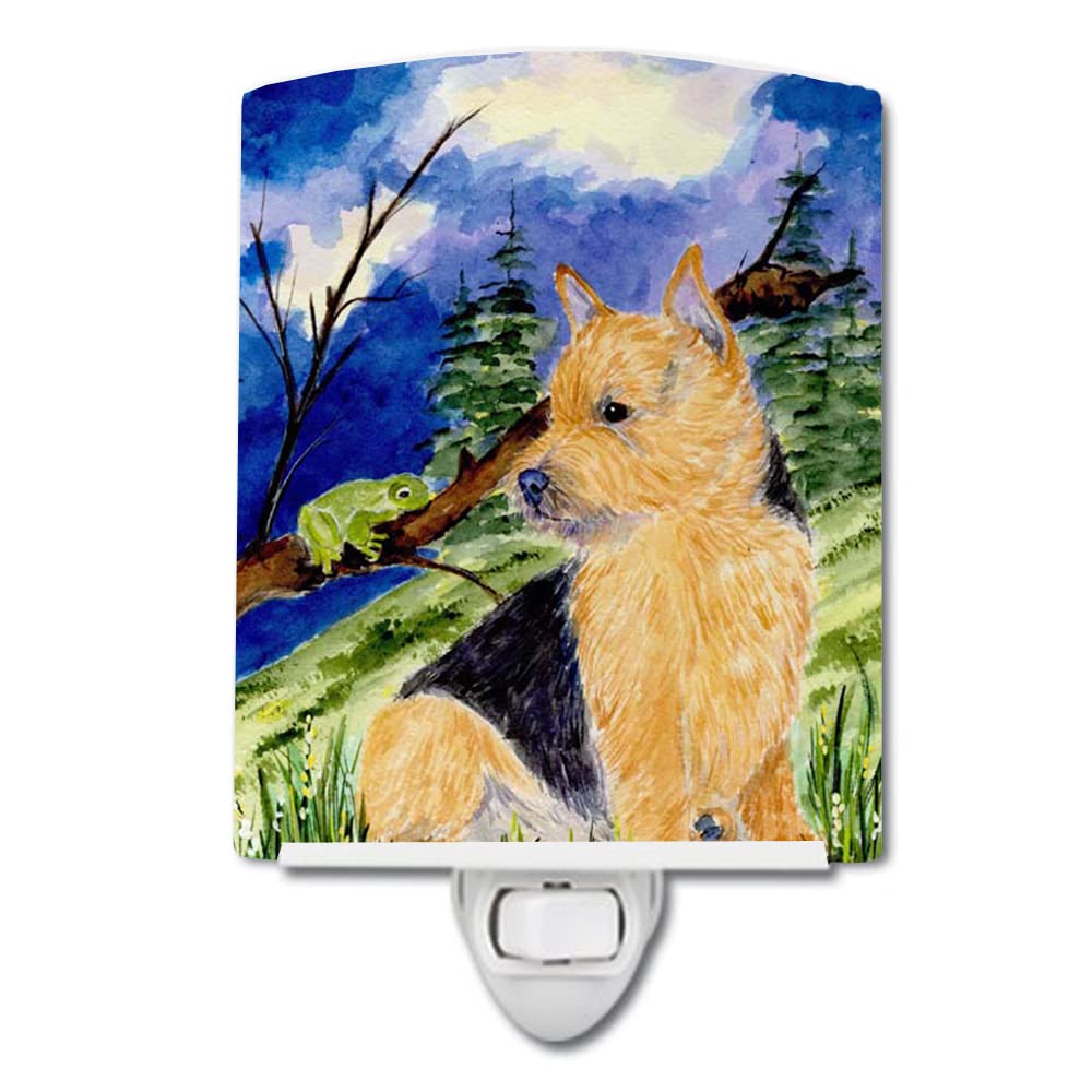 Caroline'S Treasures Ss8984Cnl Norwich Terrier Ceramic Night Light Compact, Ul-Certified, Ideal For Bedroom, Bathroom, Nursery, Hallway, Kitchen, 6X4X3, Multicolor