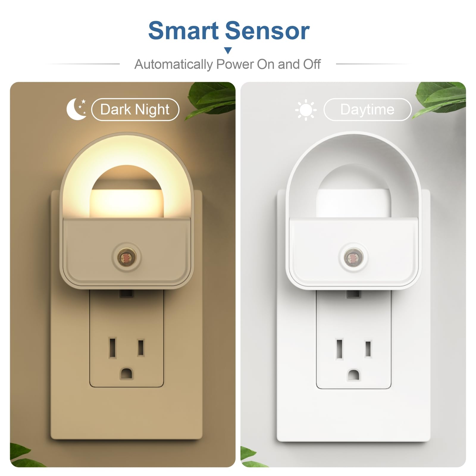 Yrwxzyo Night Light, Led Night Light Plug Into Wall, Nightlights With Smart Dusk Todawn Sensor, Night Light Suitable For Bedroom, Bathroom, Hallway, Kitchen, Stairs, Kids, 6 Pack, Warm White Light