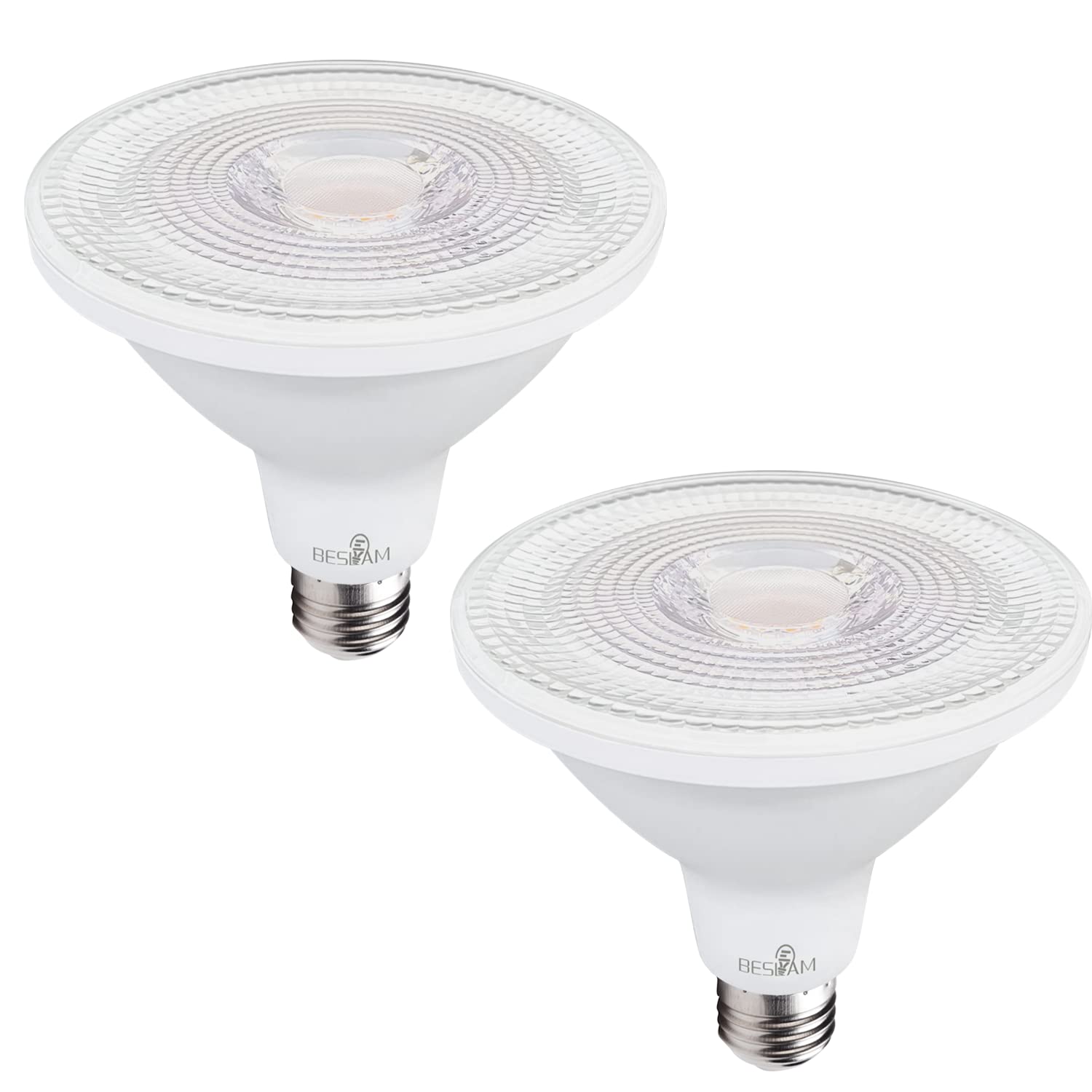 BESLAM PAR38 LED Flood Light Bulbs, 17W, E26 Base, 150W Equivalent, 2700K Warm White, Dimmable, 2-Pack