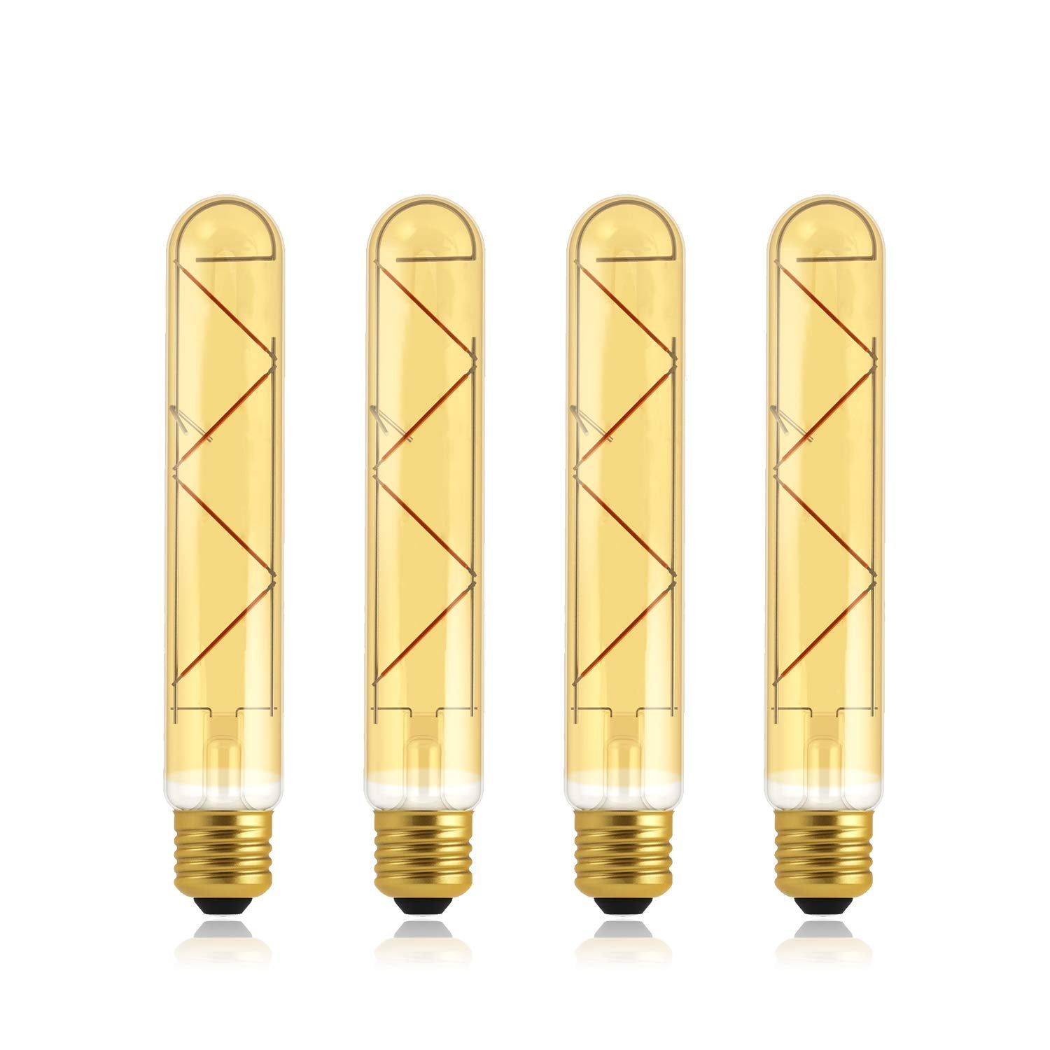 Helloify T10 Dimmable Vintage Led Edison Tubular Bulb, 40W Equivalent, High Brightness, Warm White 2500K, Amber Glass, Tube Cove
